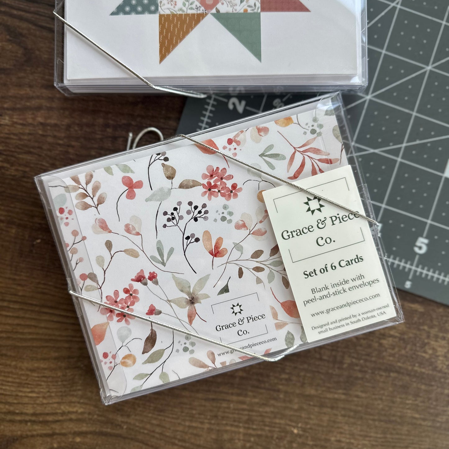 Floral Friendship Quilt Star Boxed Set of 6 Note Cards