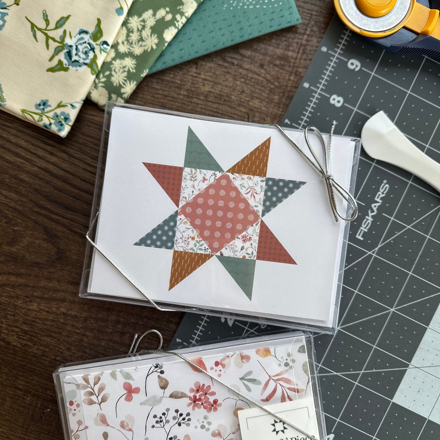 Floral Friendship Quilt Star Boxed Set of 6 Note Cards