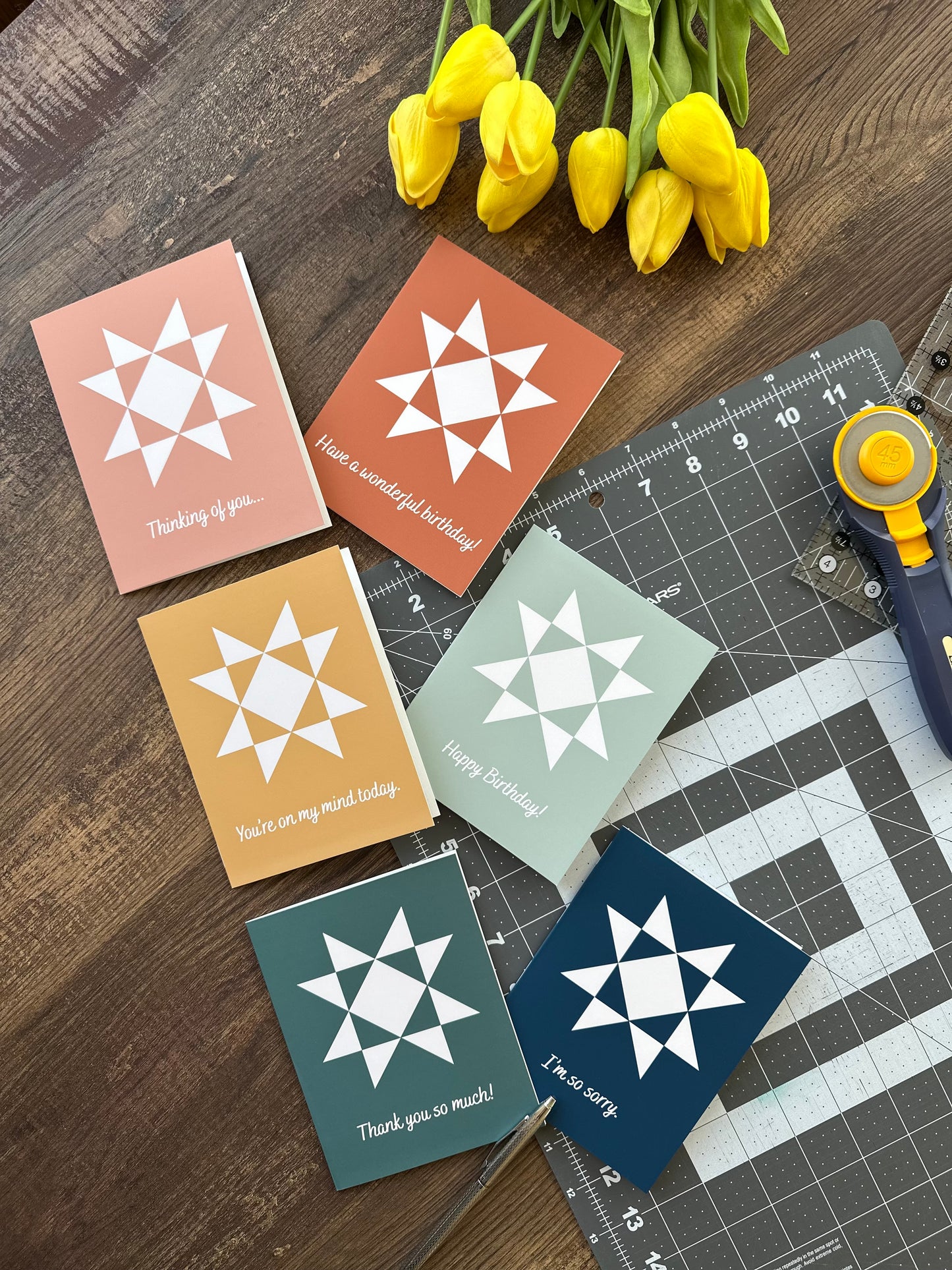 Natural Quilt Star Greeting Card Variety Pack