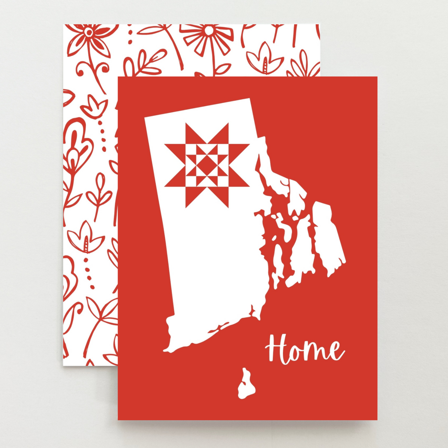 Rhode Island Home Quilt Star Gift Set of 6 Blank Cards - Choose Your Color