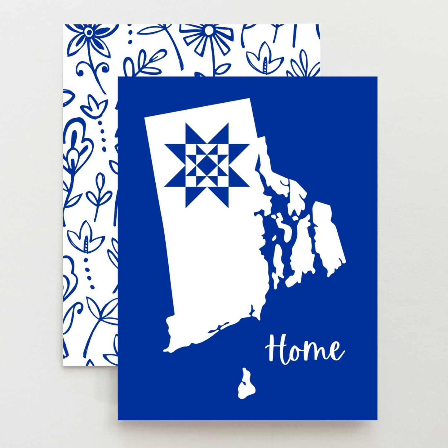 Rhode Island Home Quilt Star Gift Set of 6 Blank Cards - Choose Your Color