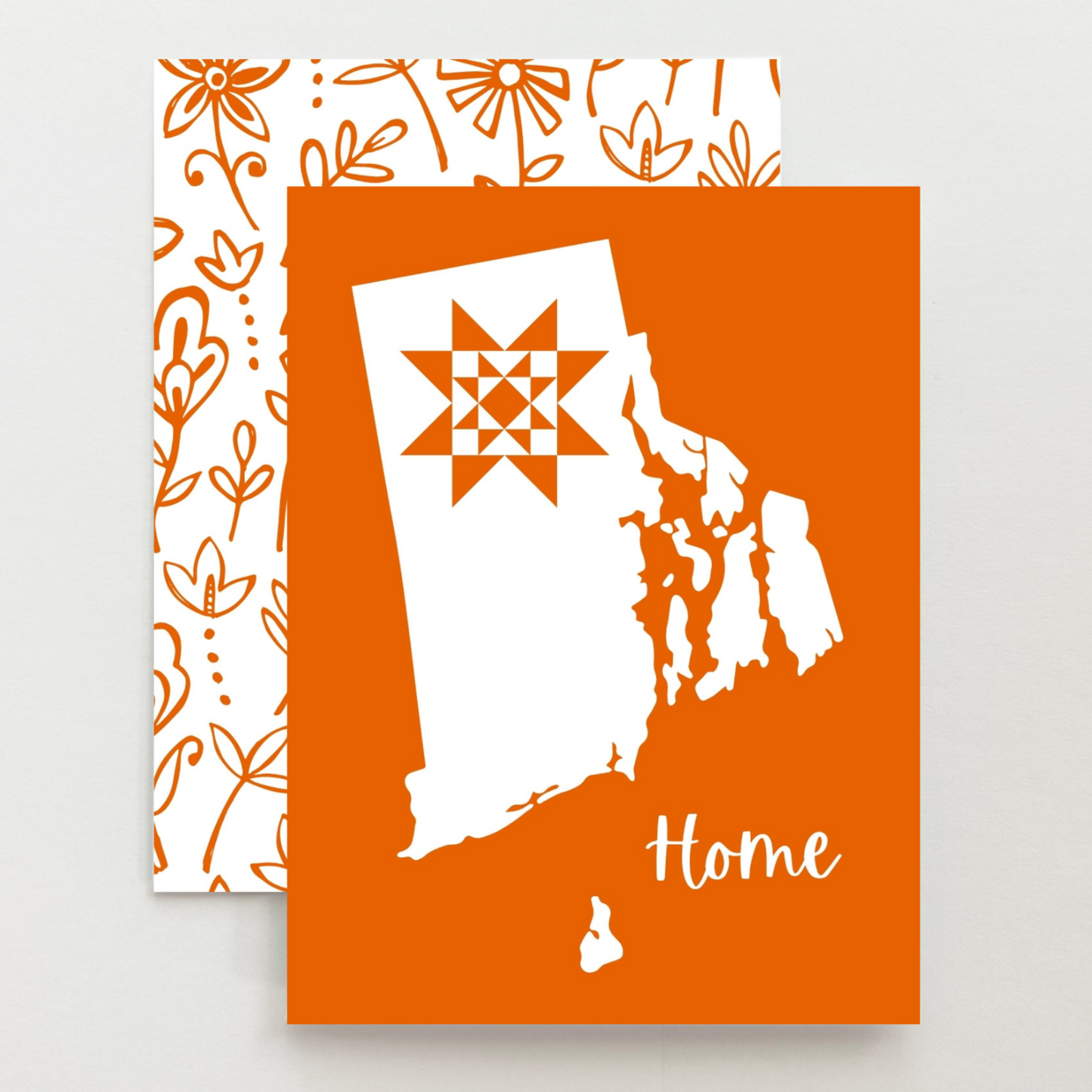 Rhode Island Home Quilt Star Gift Set of 6 Blank Cards - Choose Your Color