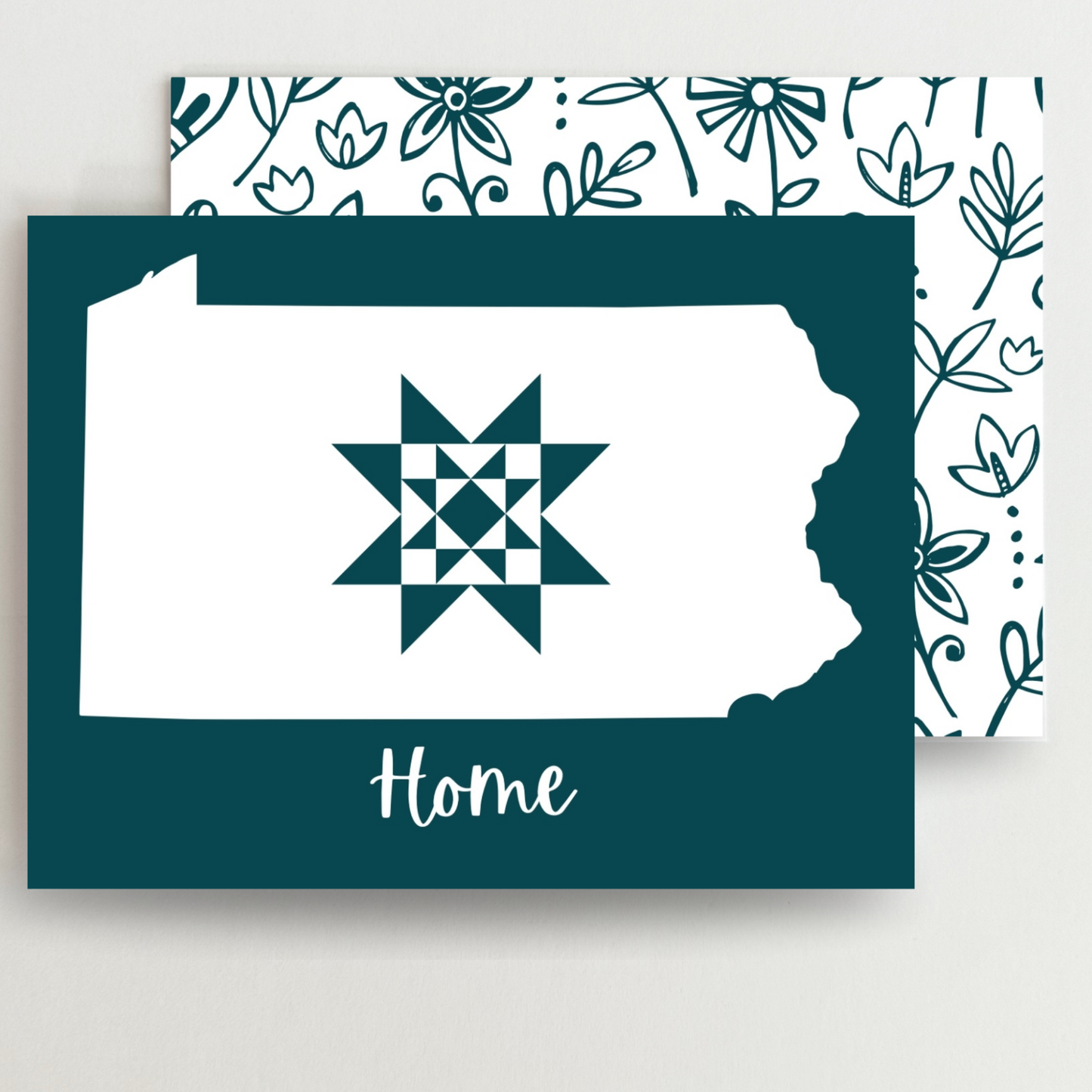 Pennsylvania Home Quilt Star Gift Set of 6 Blank Cards - Choose Your Color