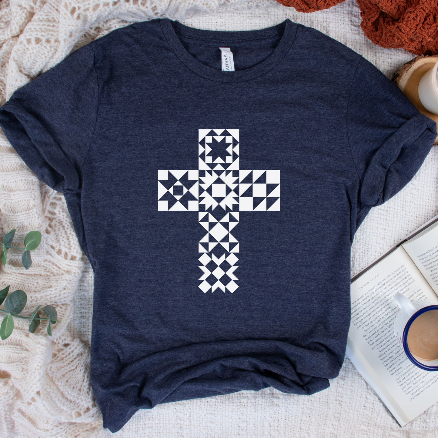 Bella + Canvas Quilt Block Cross Quilter T-Shirt