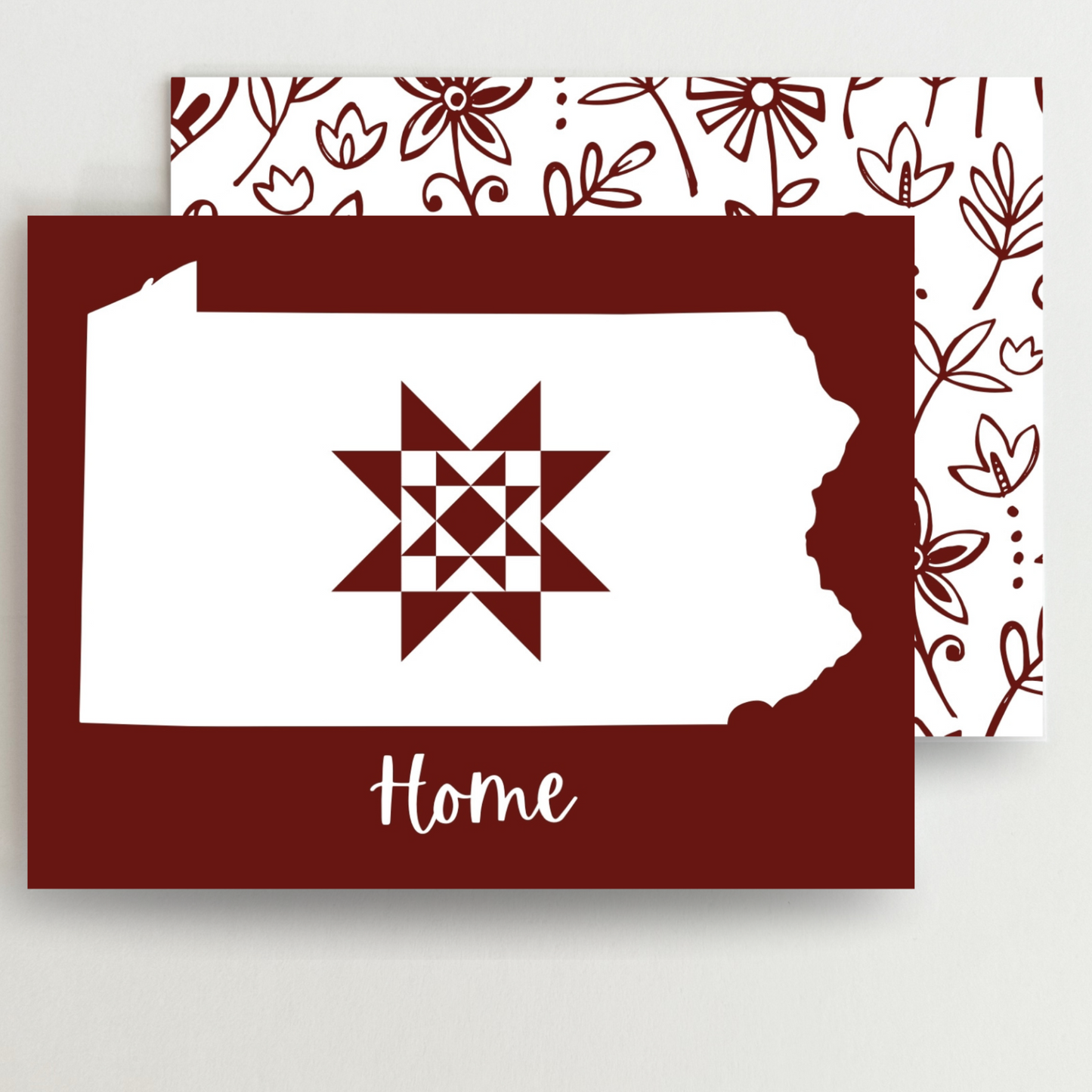 Pennsylvania Home Quilt Star Gift Set of 6 Blank Cards - Choose Your Color