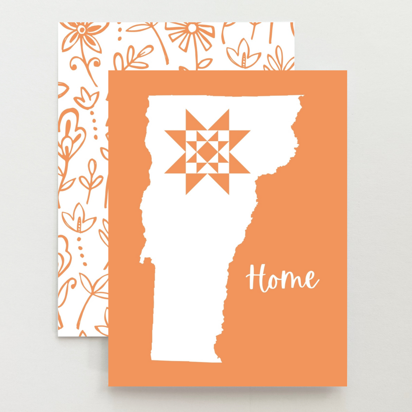 Vermont Home Quilt Star Gift Set of 6 Blank Cards - Choose Your Color