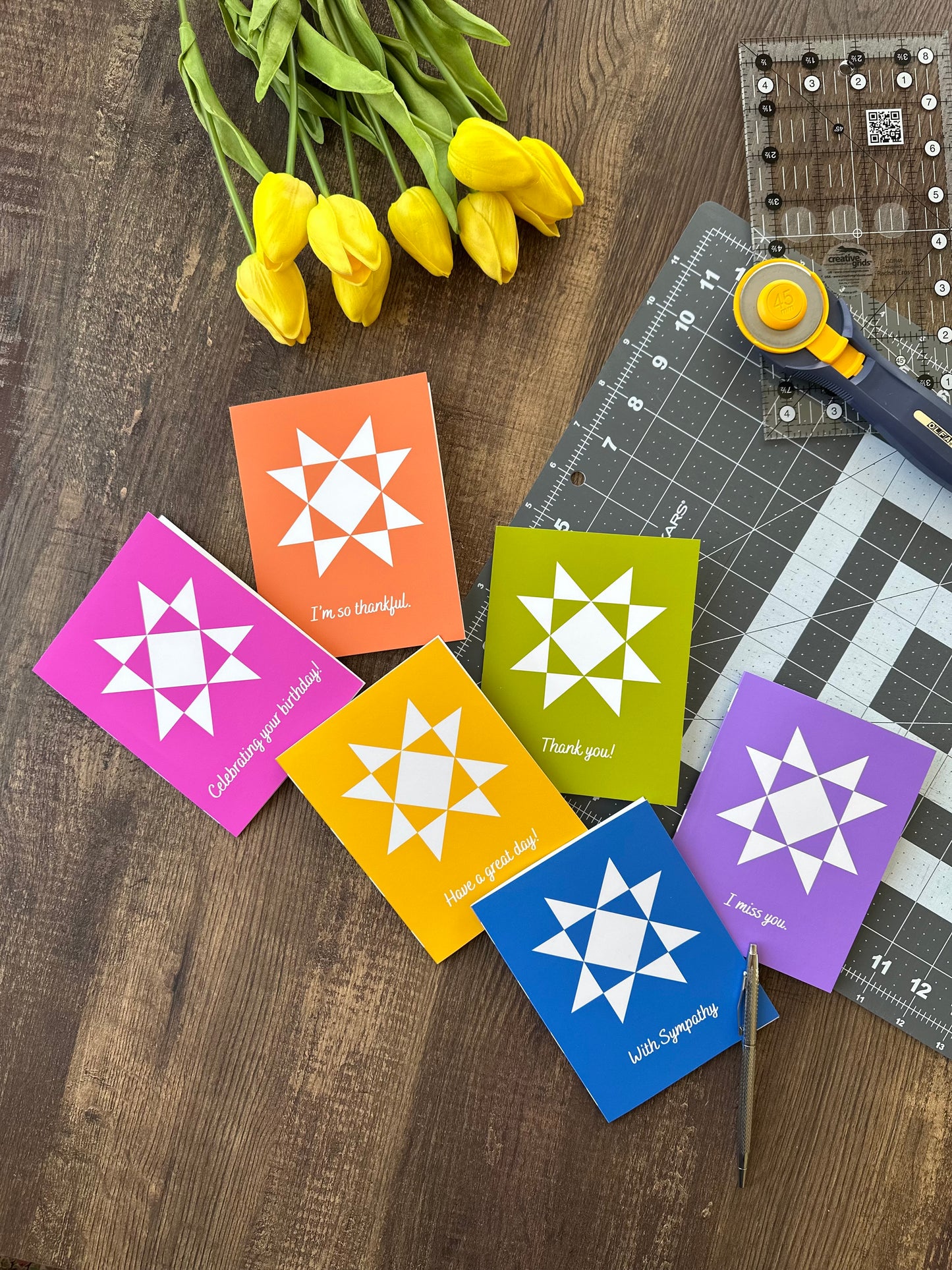 Bright Quilt Star Greeting Card Variety Pack