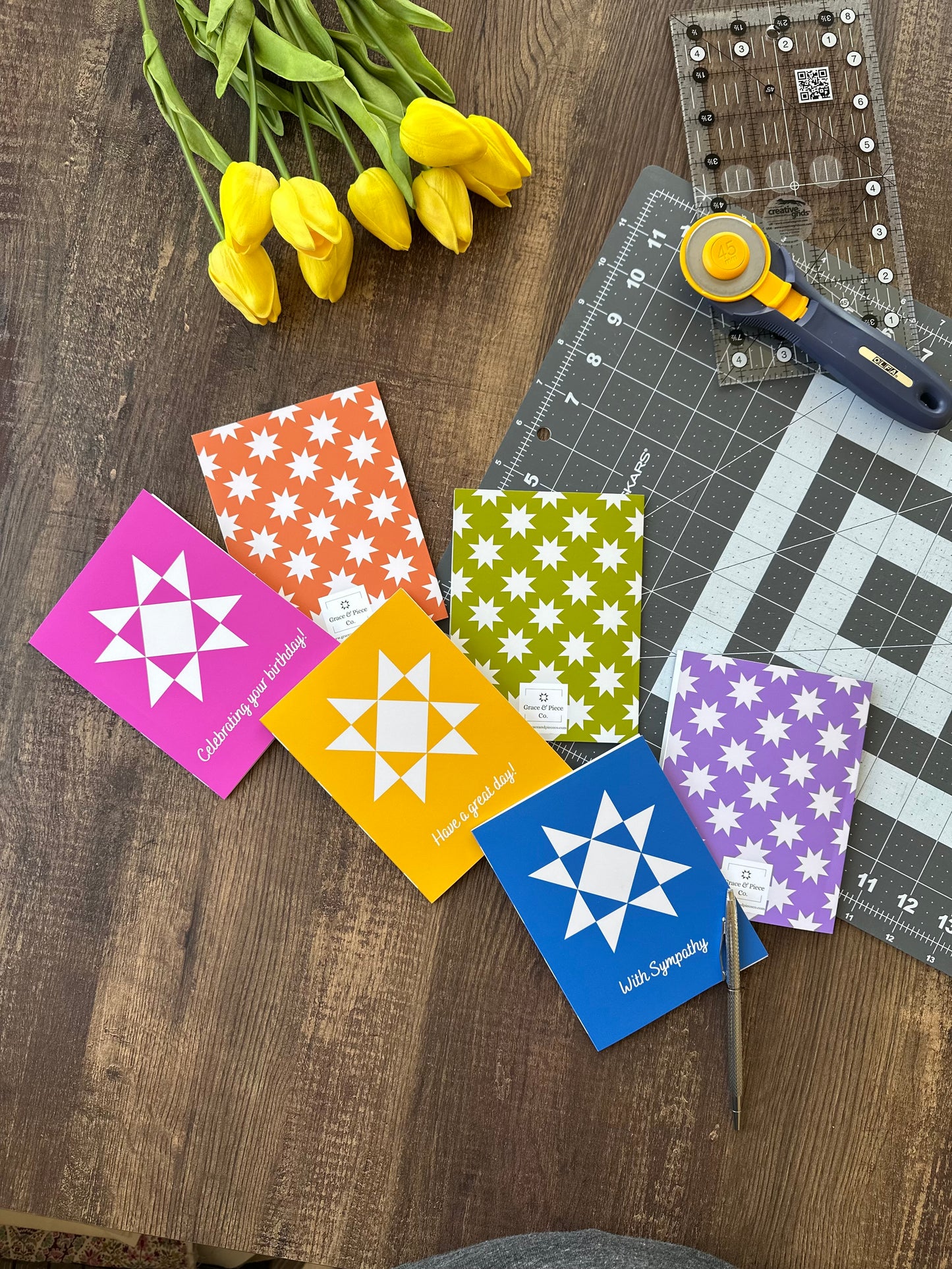 Bright Quilt Star Greeting Card Variety Pack