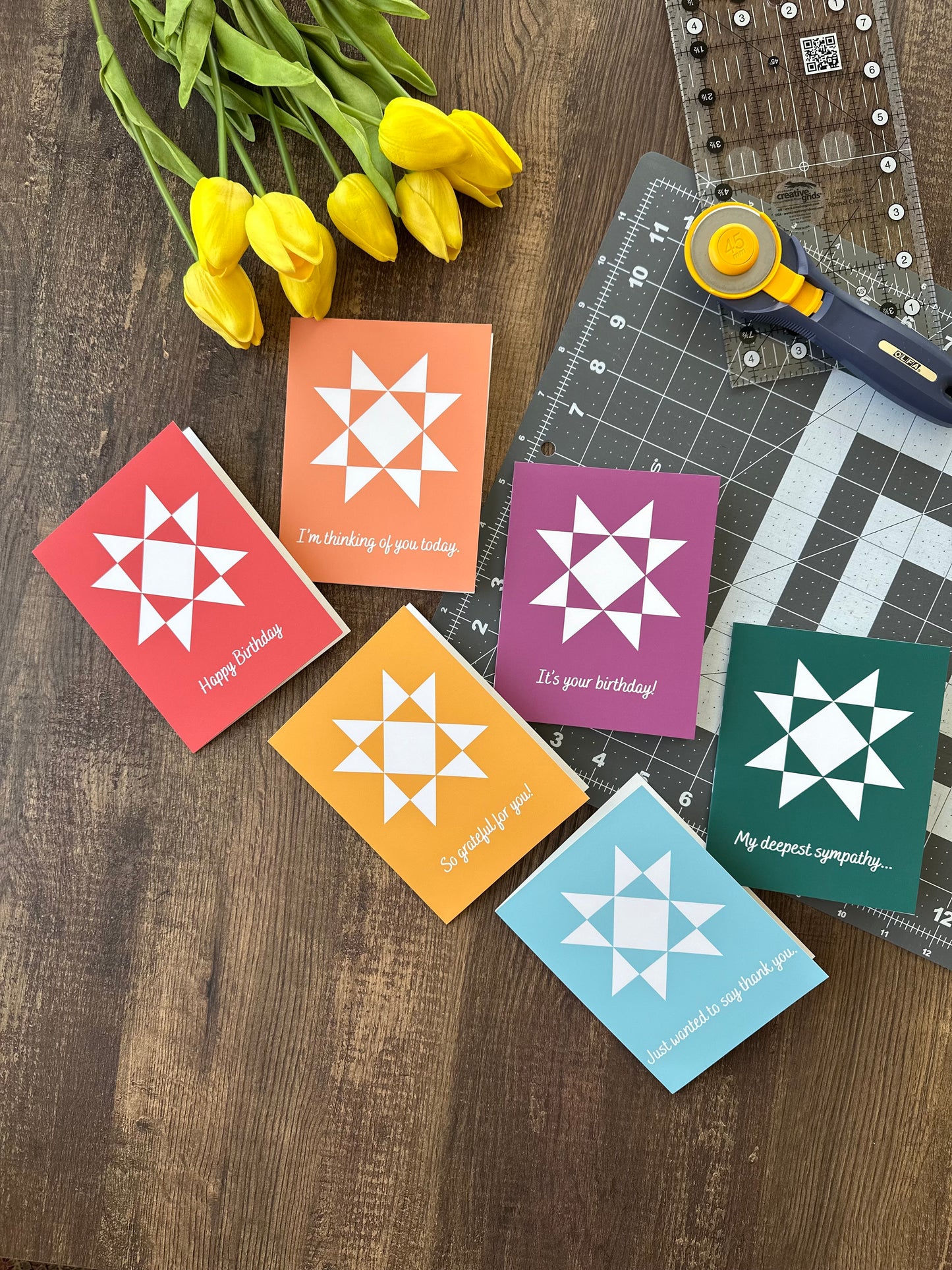 Vibrant Quilt Star Greeting Card Variety Pack