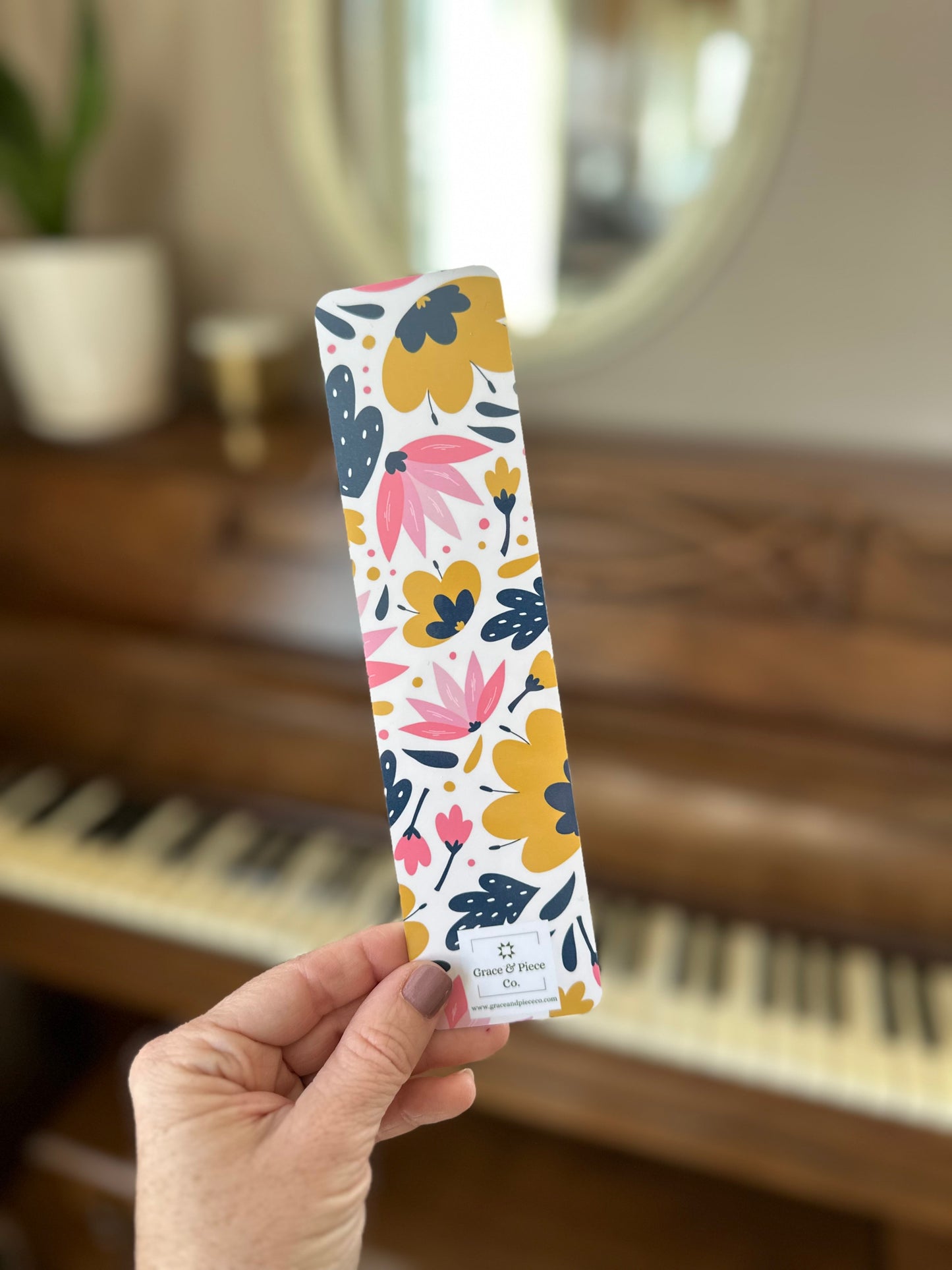 Golden Floral Bible Verse Quilt Laminated Bookmark