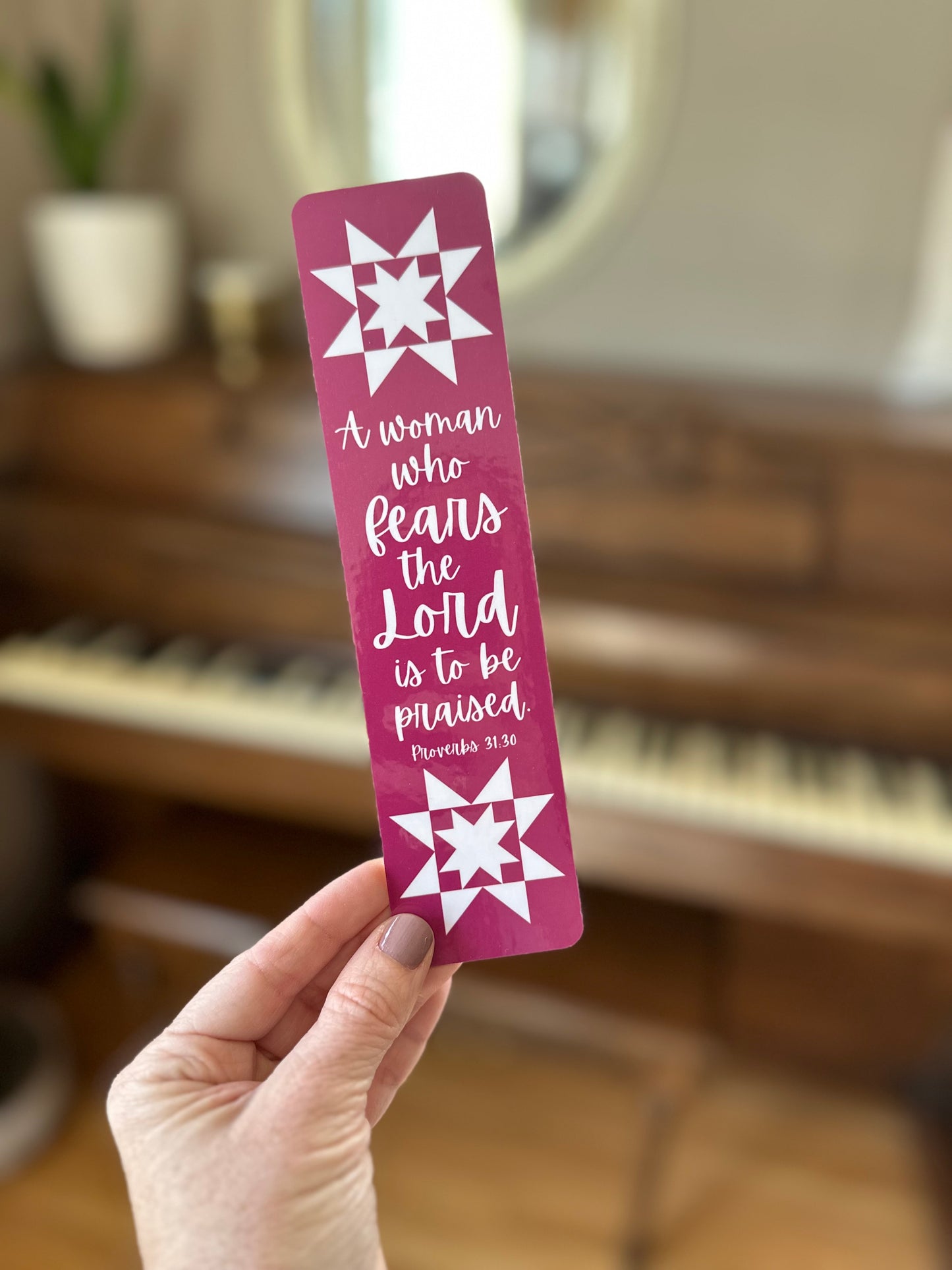 Berry Floral Bible Verse Quilt Laminated Bookmark