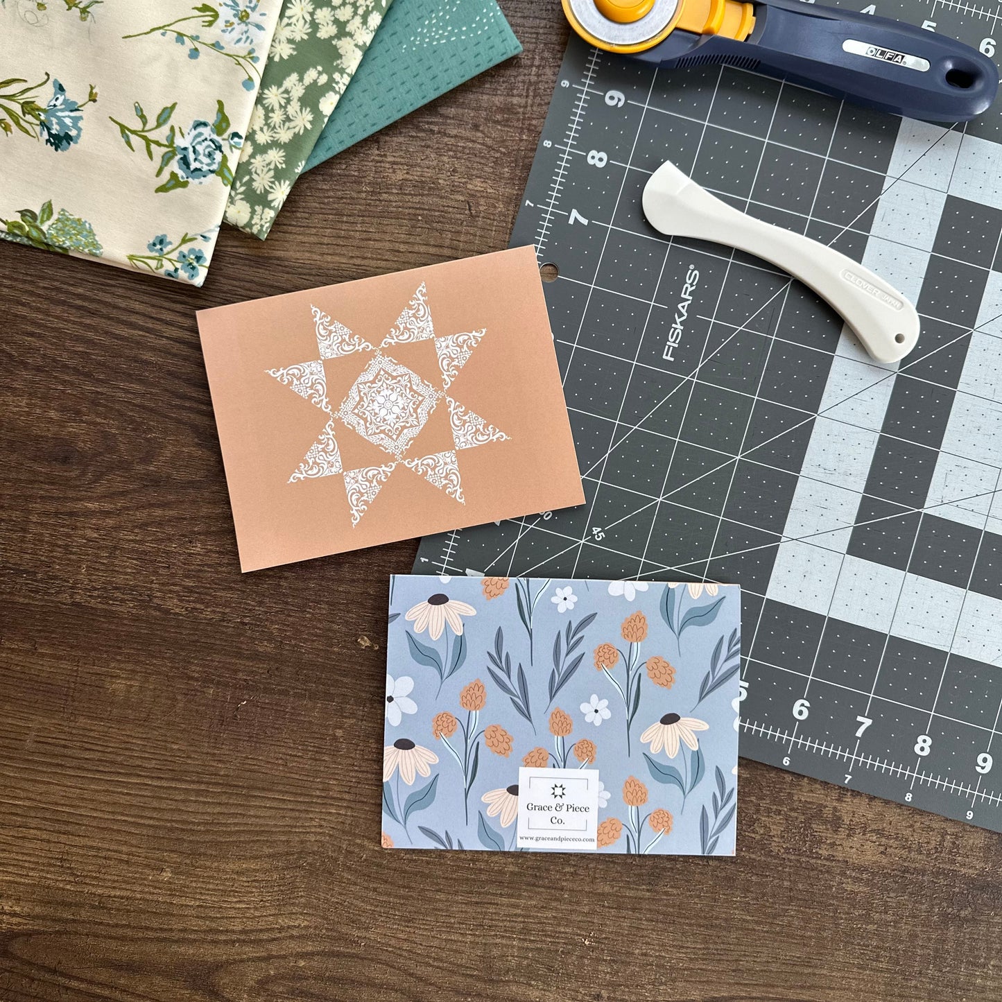 Honey Modern Vintage Quilt Star Boxed Set of 6 Note Cards