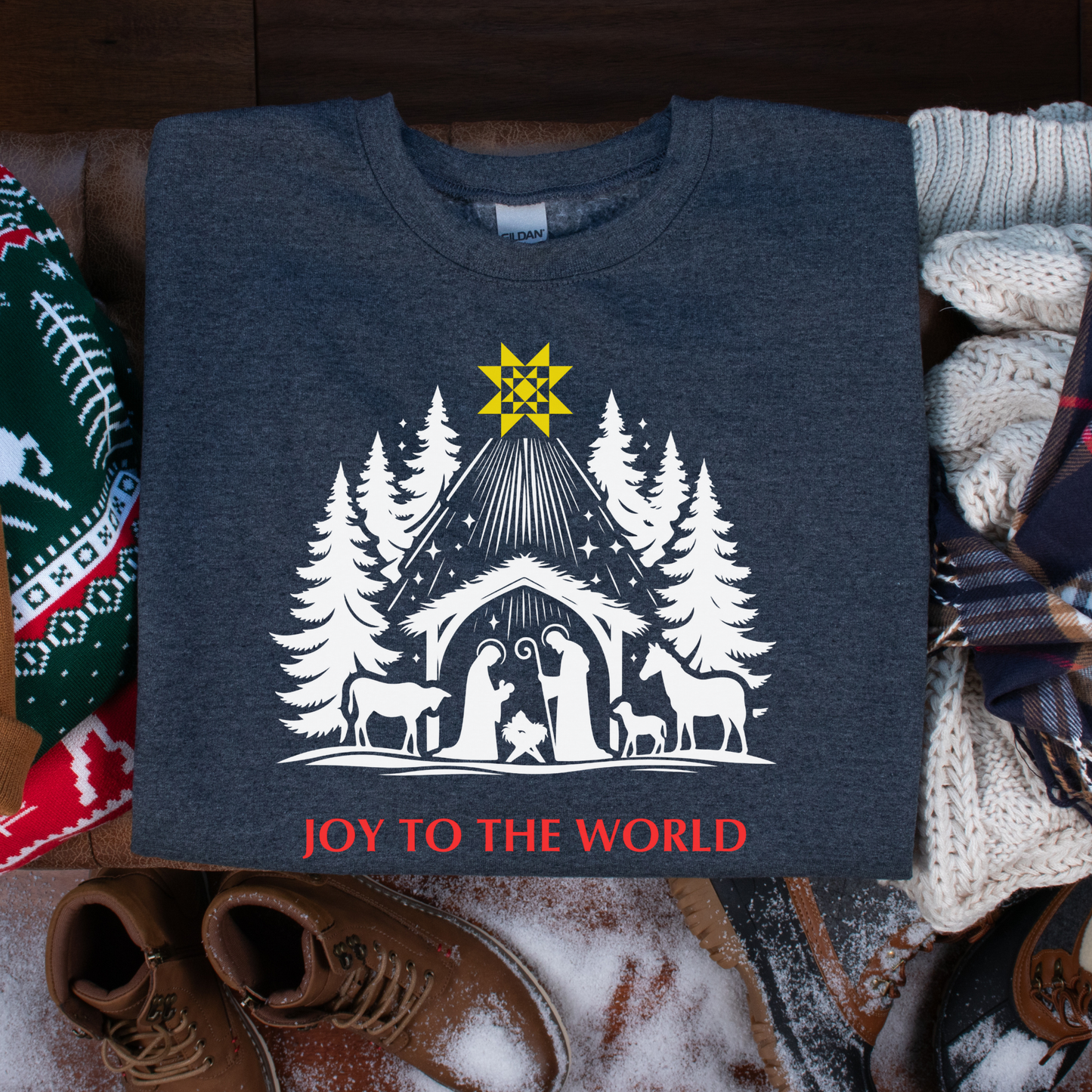 Christian Quilter Christmas Nativity Quilt Star Gildan Sweatshirt - Free shipping!