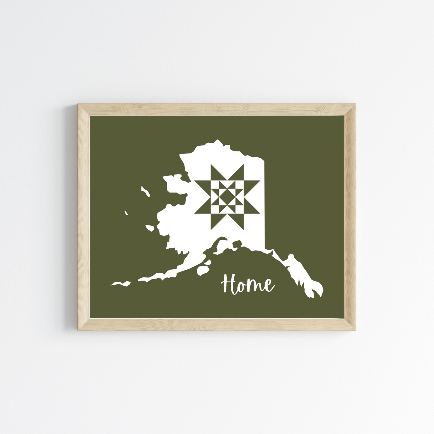 Alaska Home Quilt Star 8x10 Wall Art Print - Choose Your Color