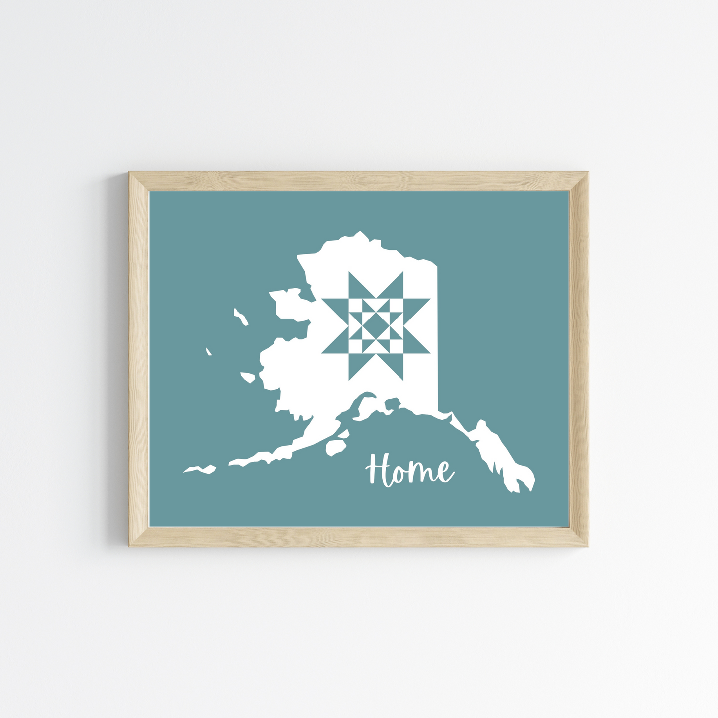 Alaska Home Quilt Star 8x10 Wall Art Print - Choose Your Color