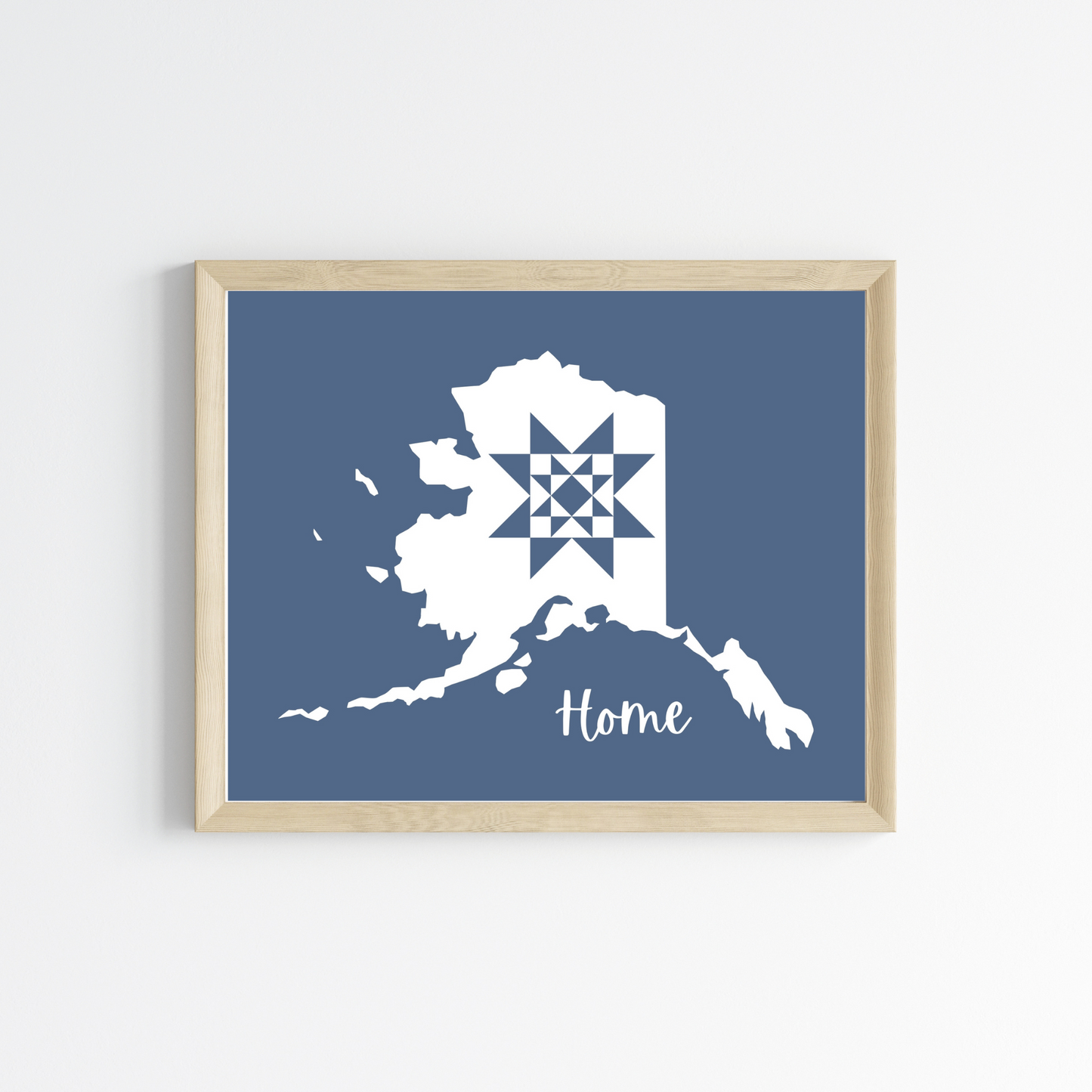 Alaska Home Quilt Star 8x10 Wall Art Print - Choose Your Color