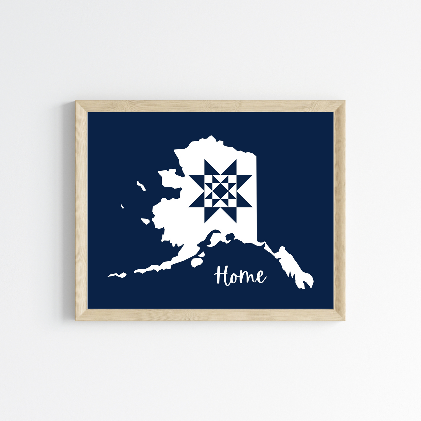 Alaska Home Quilt Star 8x10 Wall Art Print - Choose Your Color