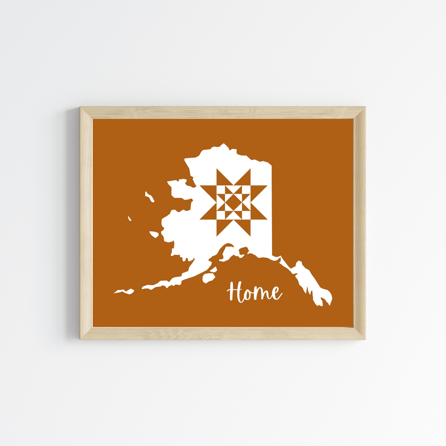Alaska Home Quilt Star 8x10 Wall Art Print - Choose Your Color