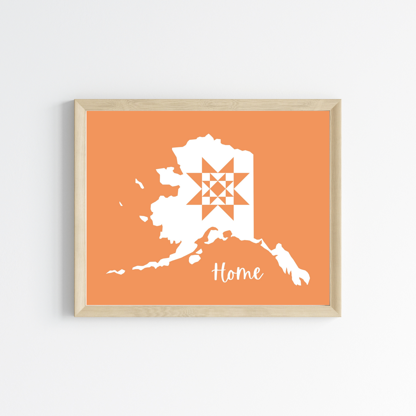 Alaska Home Quilt Star 8x10 Wall Art Print - Choose Your Color