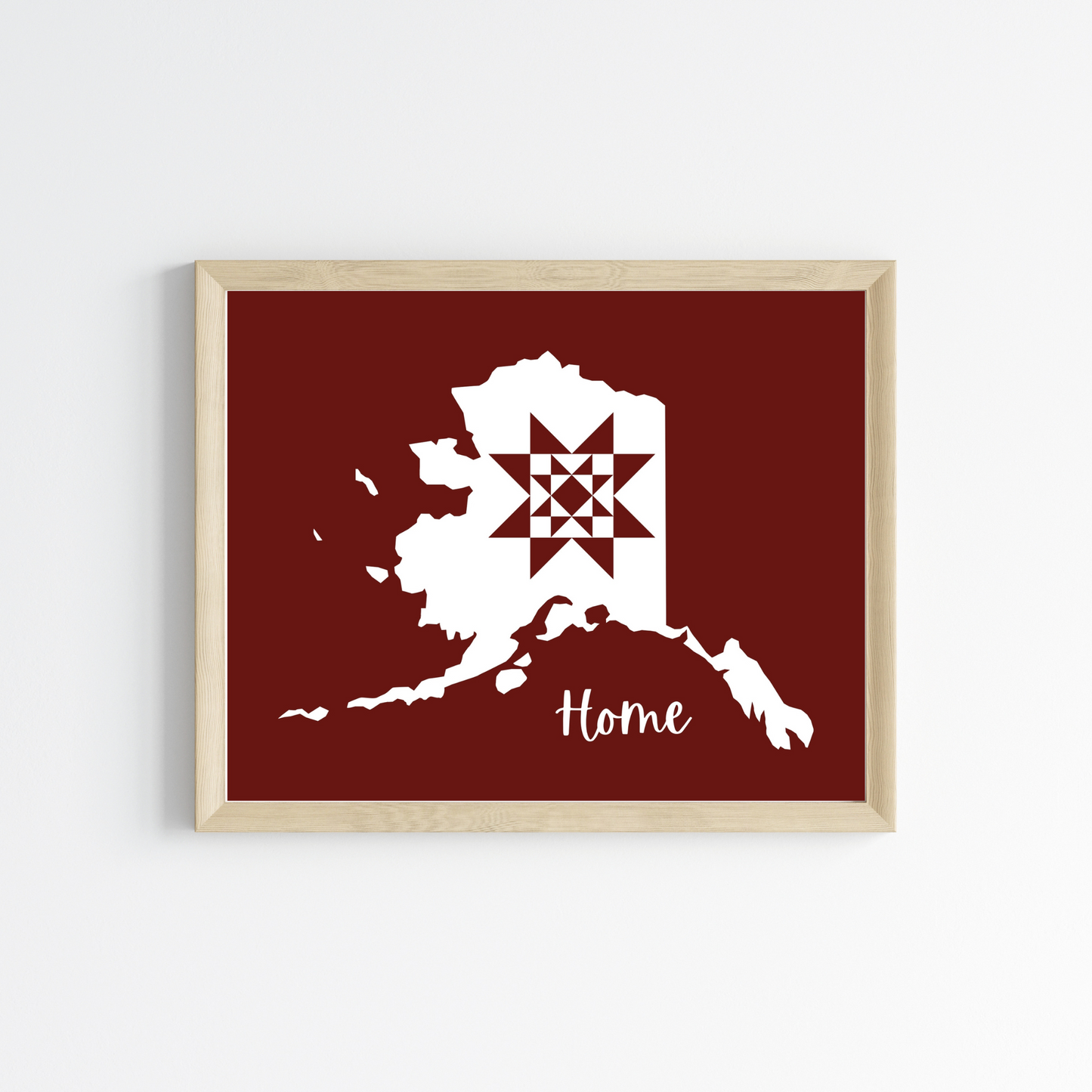 Alaska Home Quilt Star 8x10 Wall Art Print - Choose Your Color