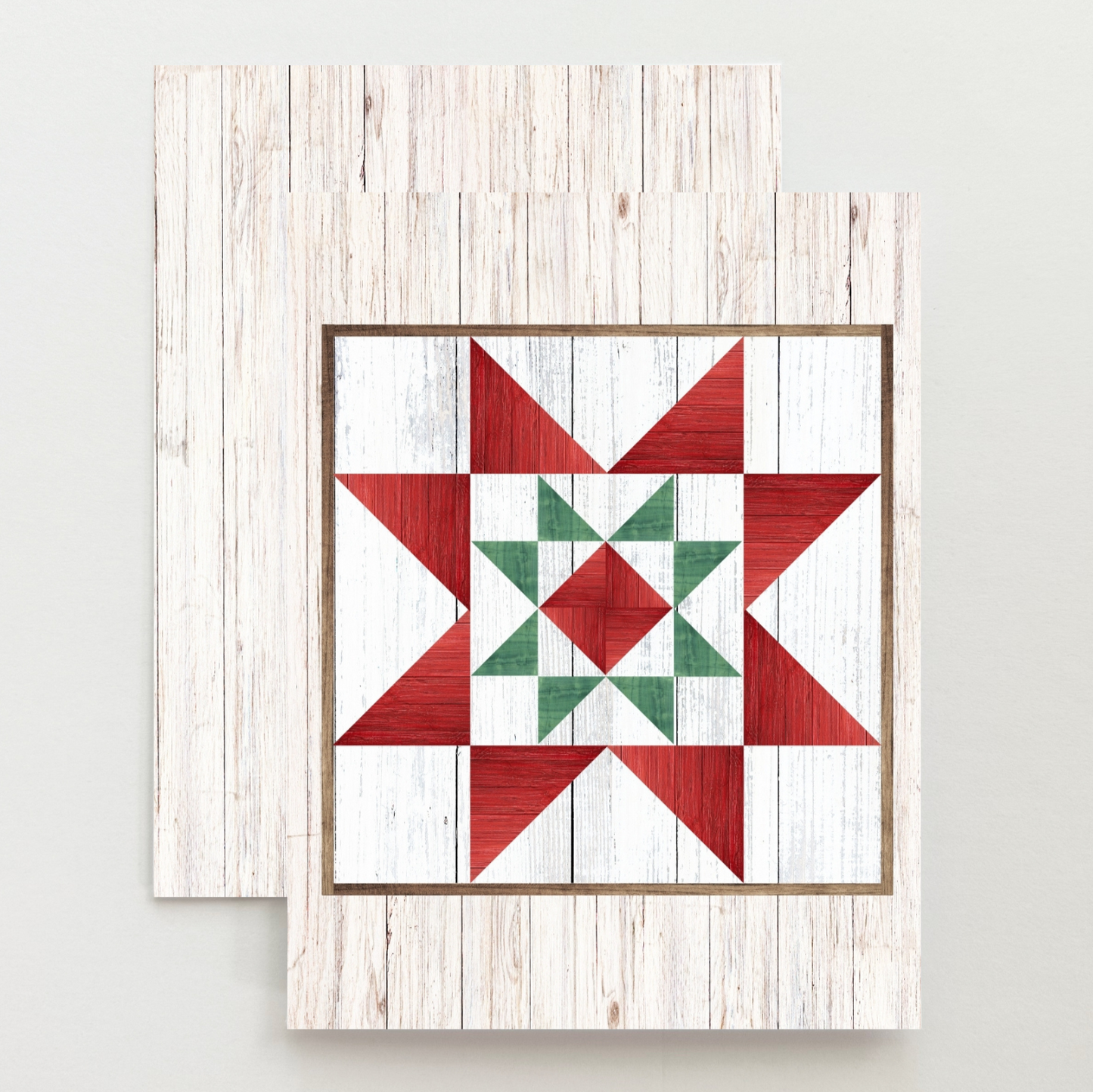 Christmas Barn Quilt Star Card Set