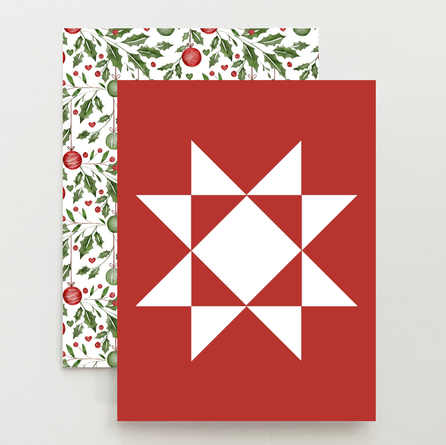 Christmas Red Quilt Star Card Set