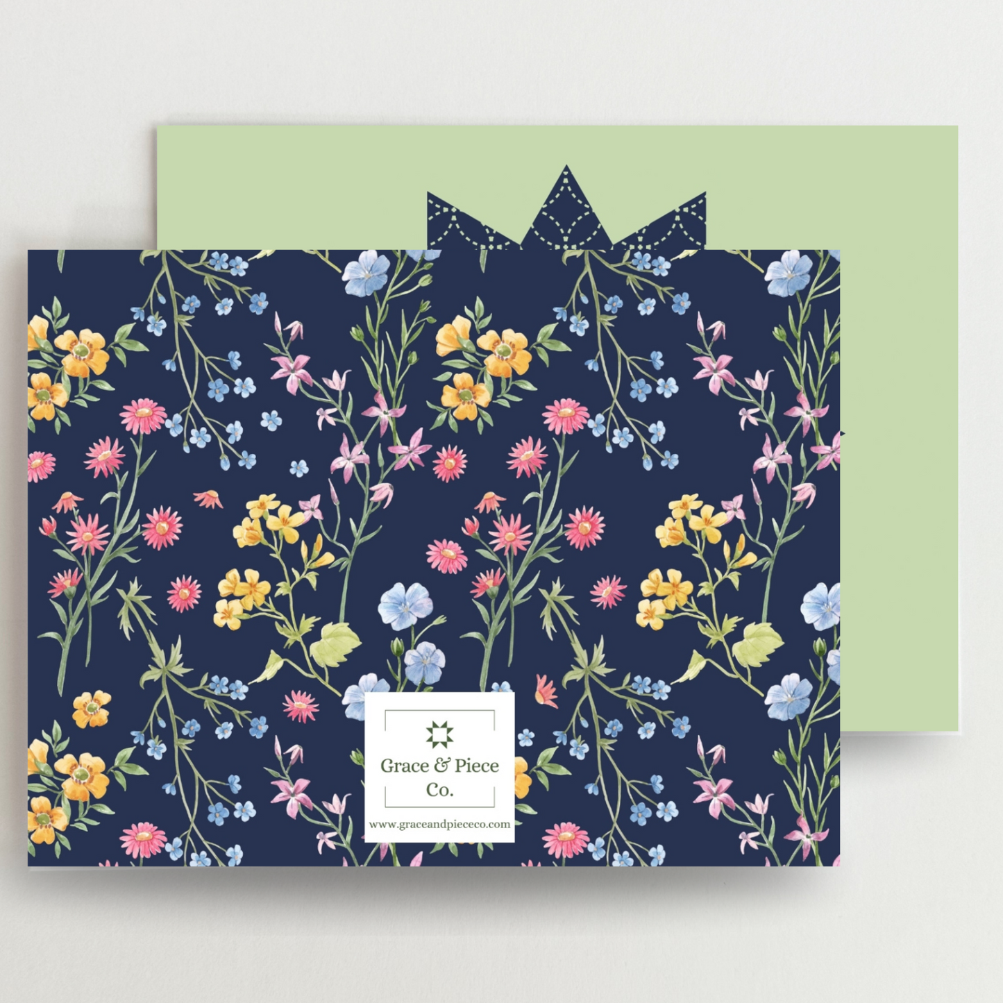 Sage Floral Blank Note Cards Set