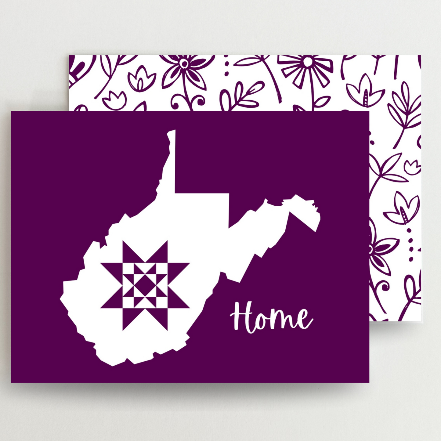 West Virginia Home Quilt Star Gift Set of 6 Blank Cards - Choose Your Color