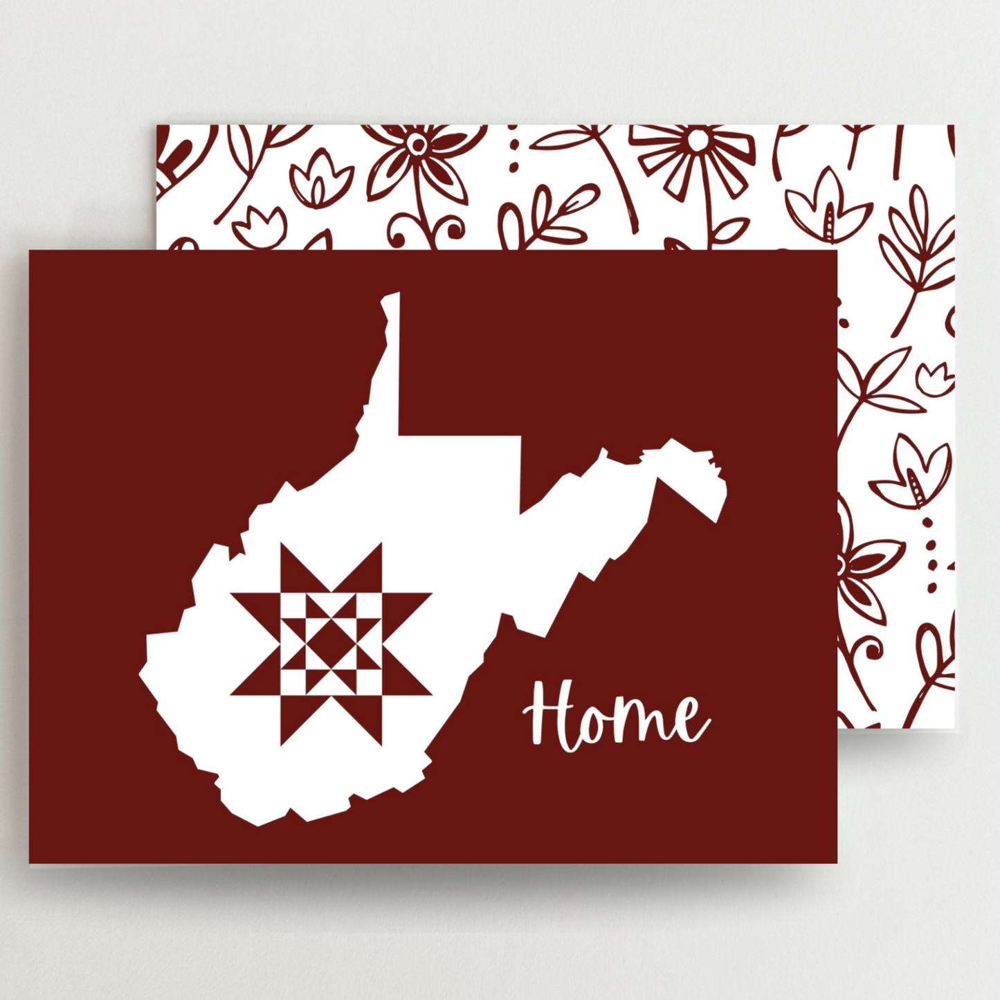 West Virginia Home Quilt Star Gift Set of 6 Blank Cards - Choose Your Color