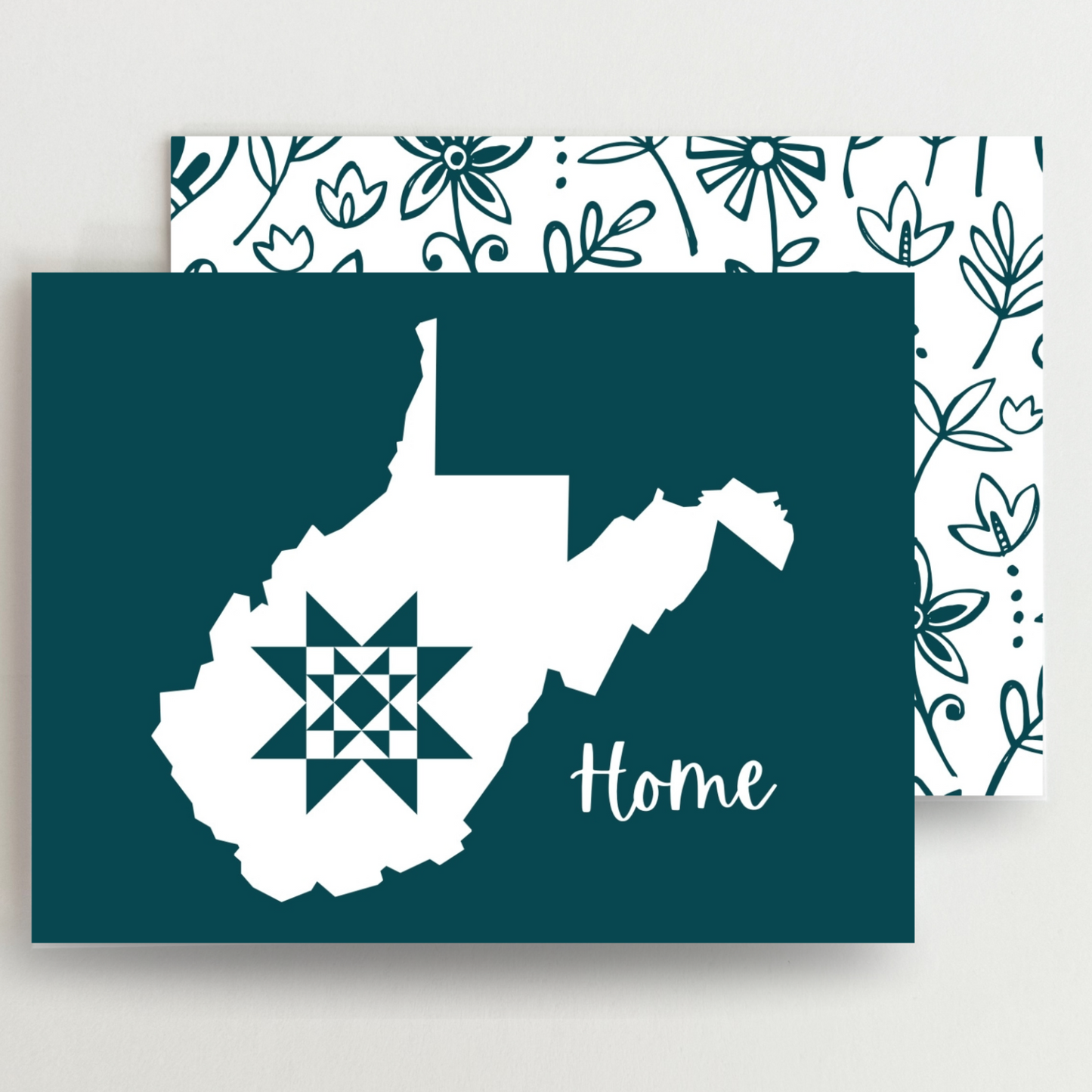 West Virginia Home Quilt Star Gift Set of 6 Blank Cards - Choose Your Color