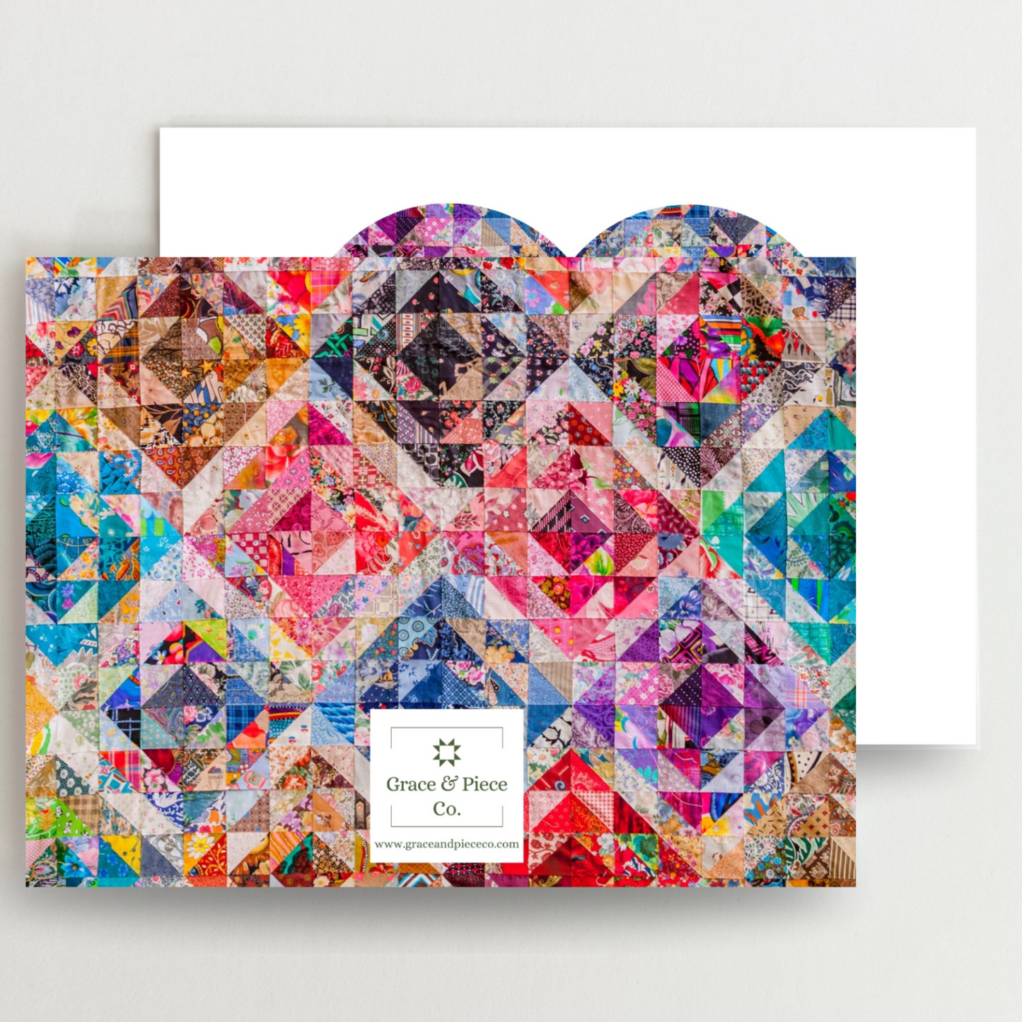 Vibrant Quilt Heart Blank Note Cards Set