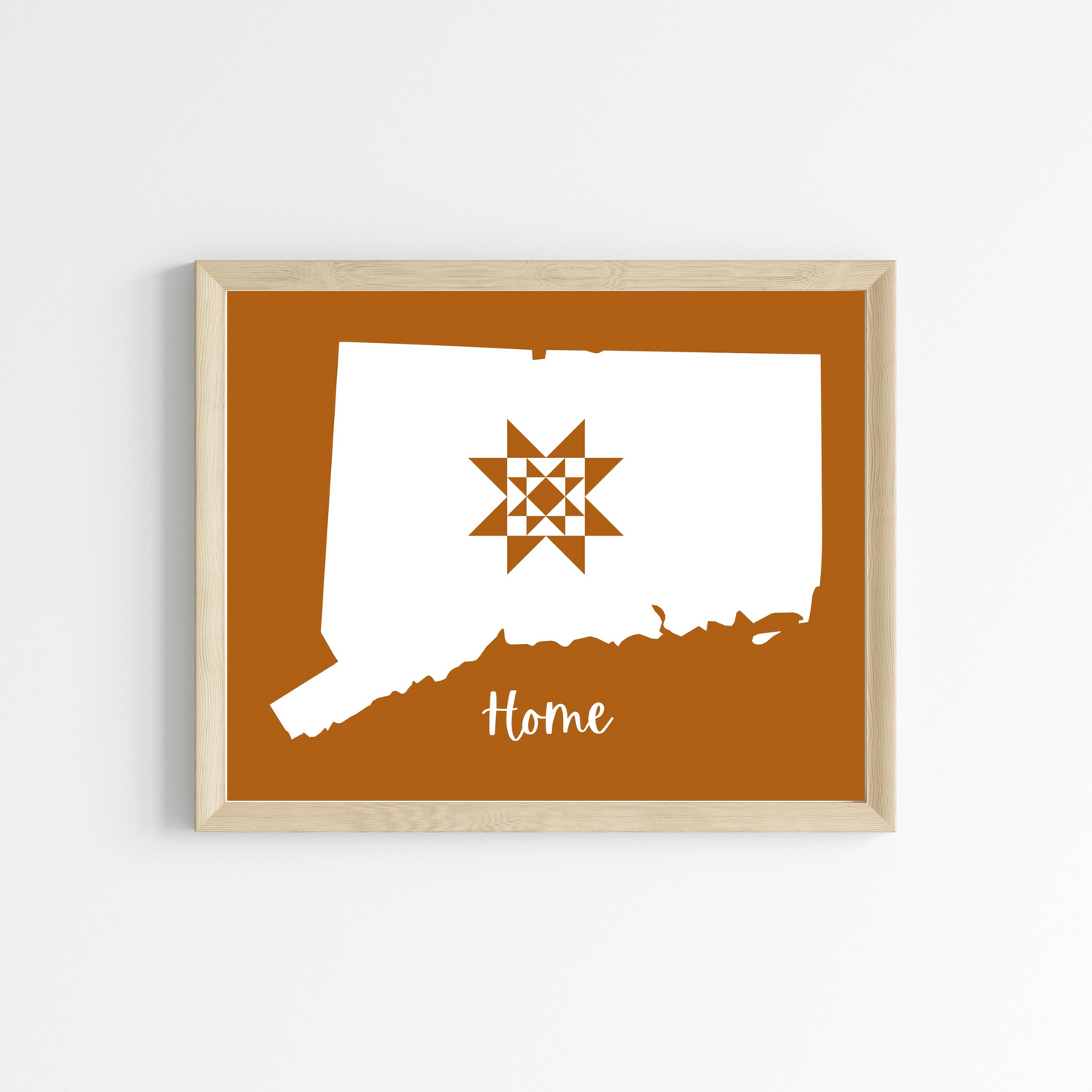 Connecticut Home Quilt Star 8x10 Wall Art Print - Choose Your Color