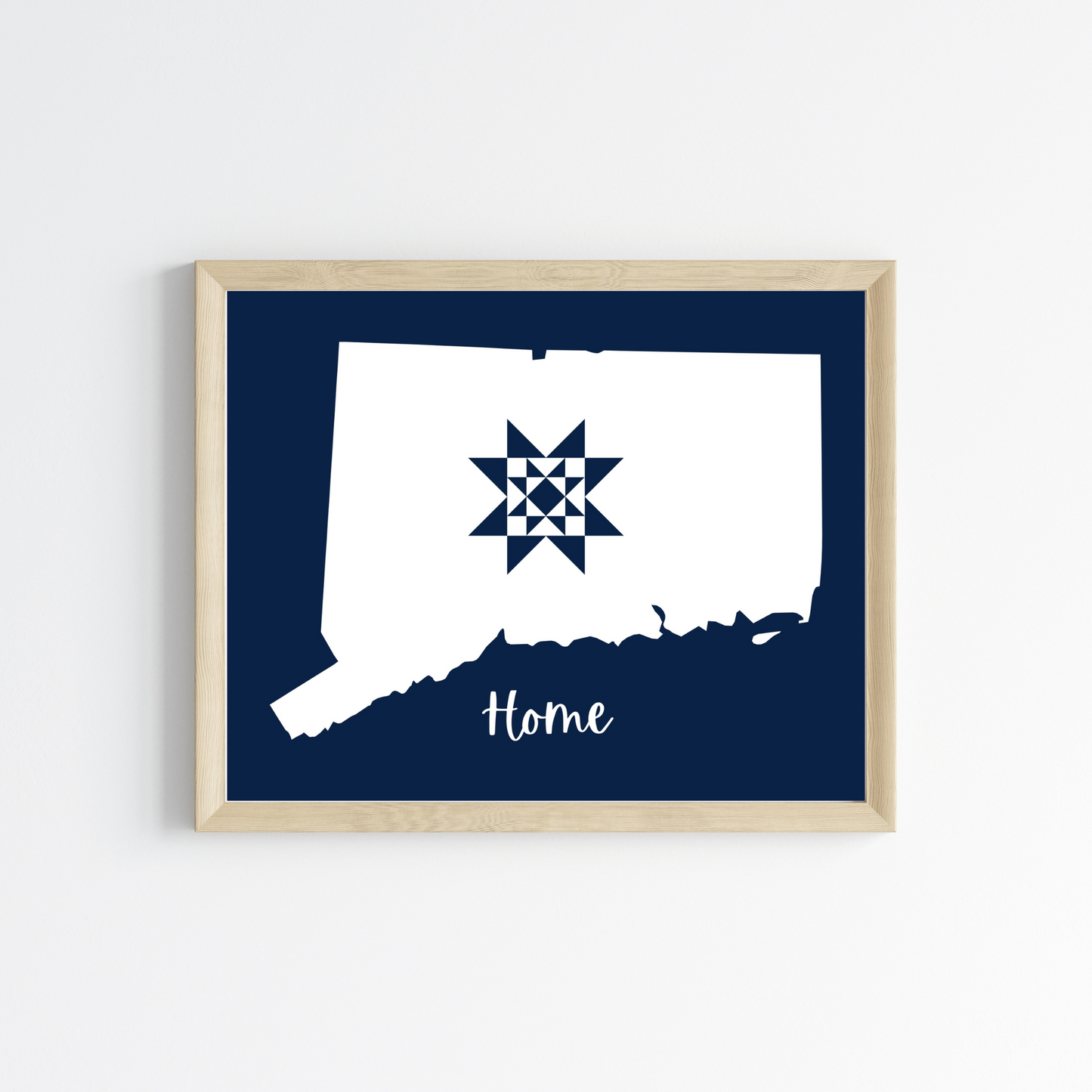 Connecticut Home Quilt Star 8x10 Wall Art Print - Choose Your Color