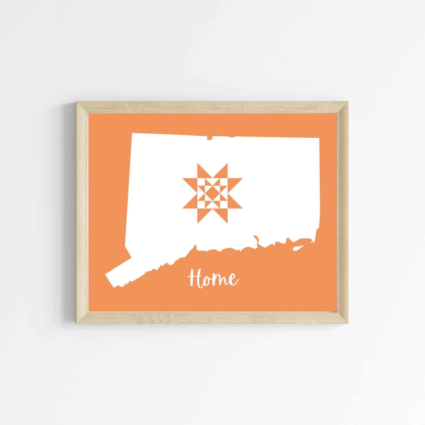 Connecticut Home Quilt Star 8x10 Wall Art Print - Choose Your Color