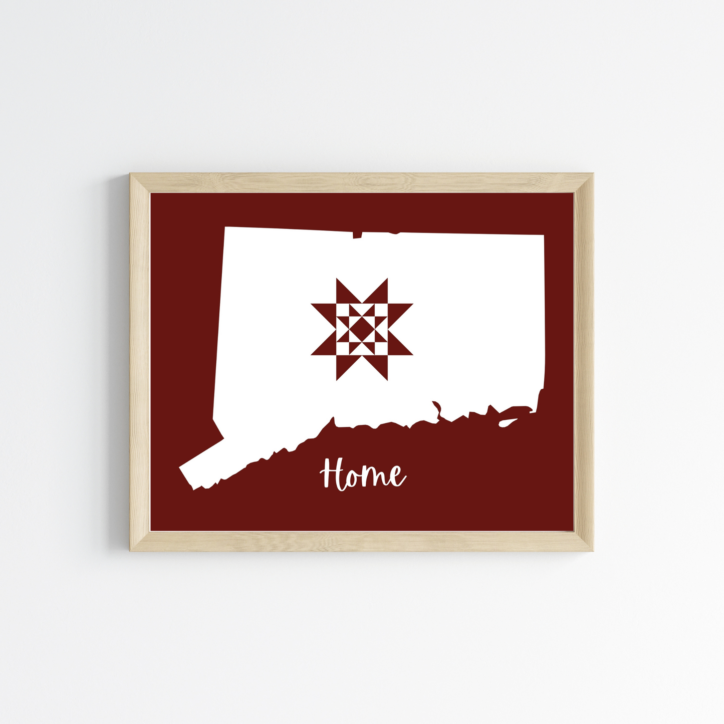 Connecticut Home Quilt Star 8x10 Wall Art Print - Choose Your Color