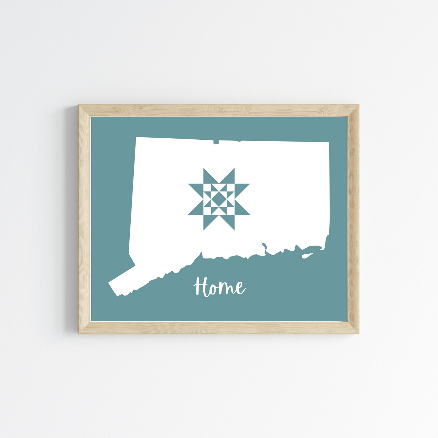 Connecticut Home Quilt Star 8x10 Wall Art Print - Choose Your Color