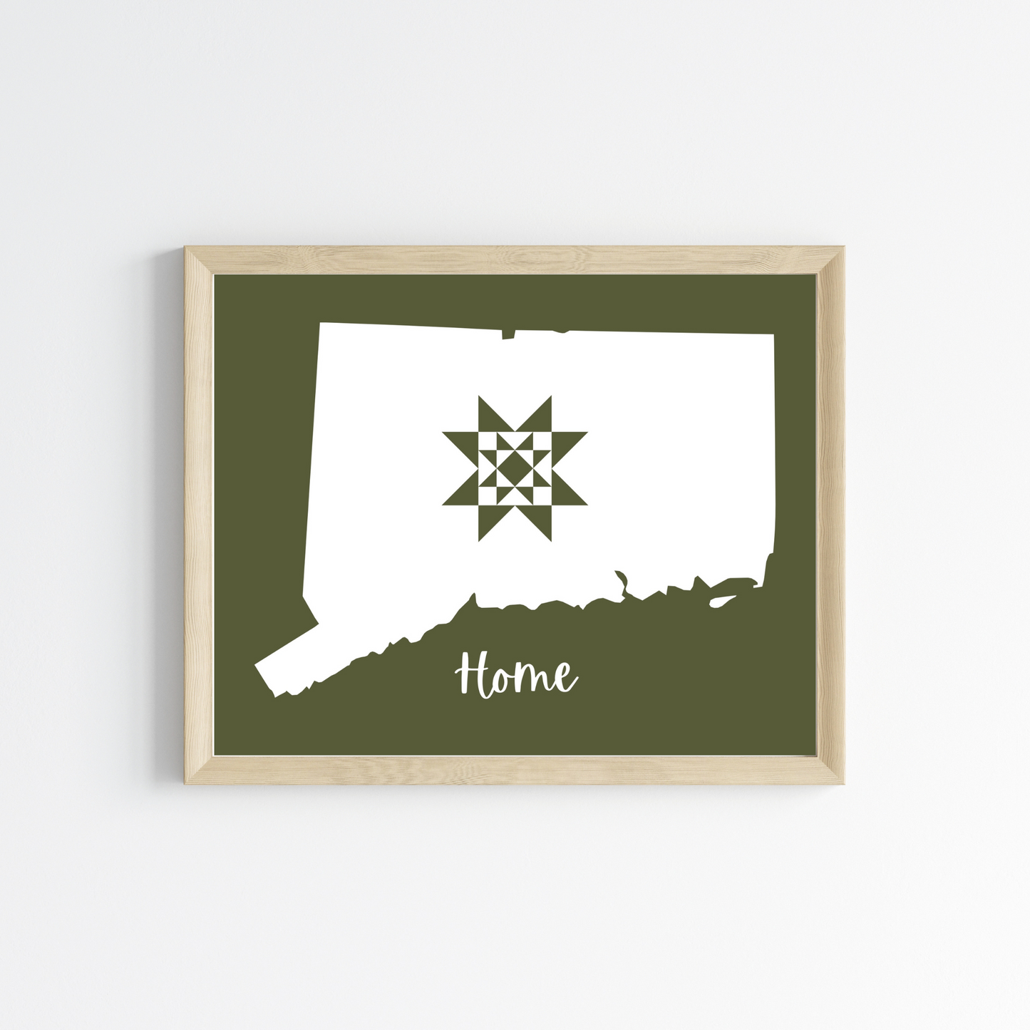 Connecticut Home Quilt Star 8x10 Wall Art Print - Choose Your Color