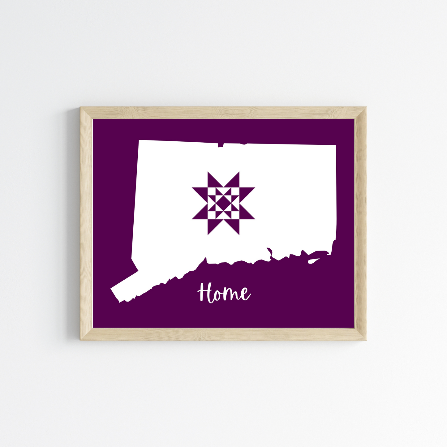 Connecticut Home Quilt Star 8x10 Wall Art Print - Choose Your Color