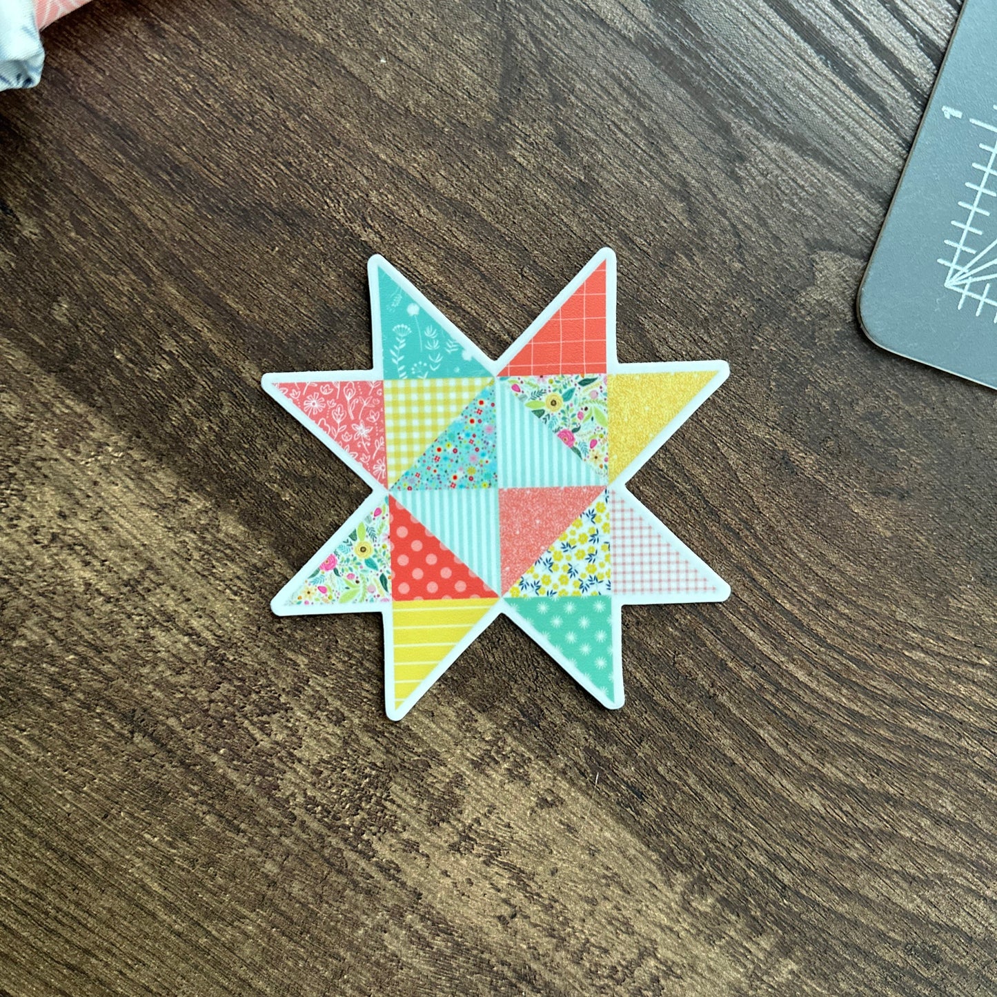 Pretty Patchwork Quilt Star Sticker