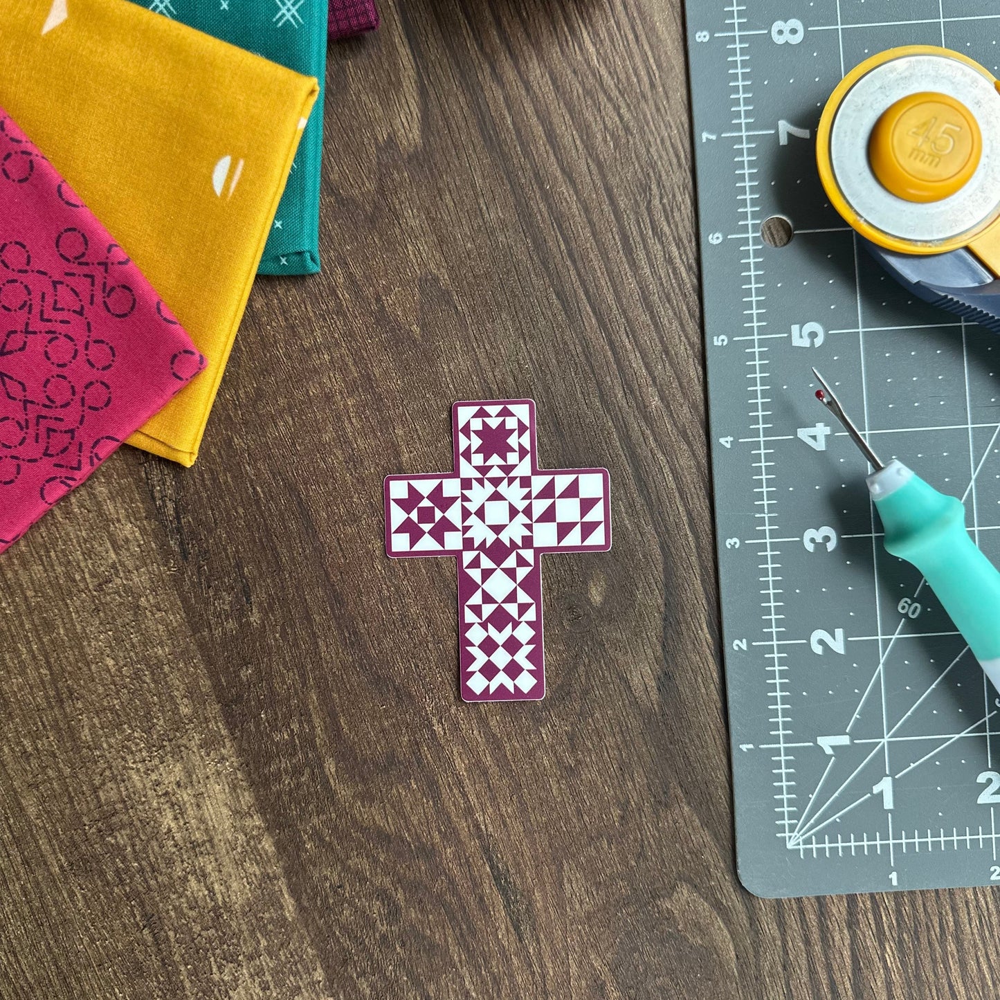 Quilt Cross Plum Sticker