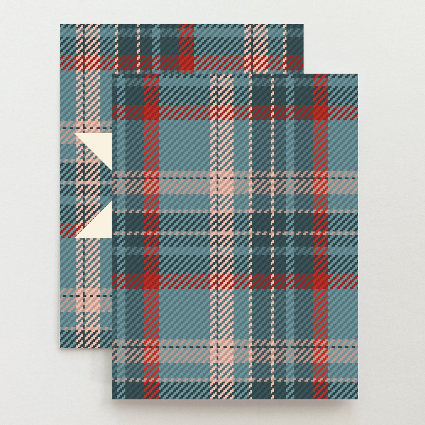 Flannel Green Christmas Quilt Star Card Set