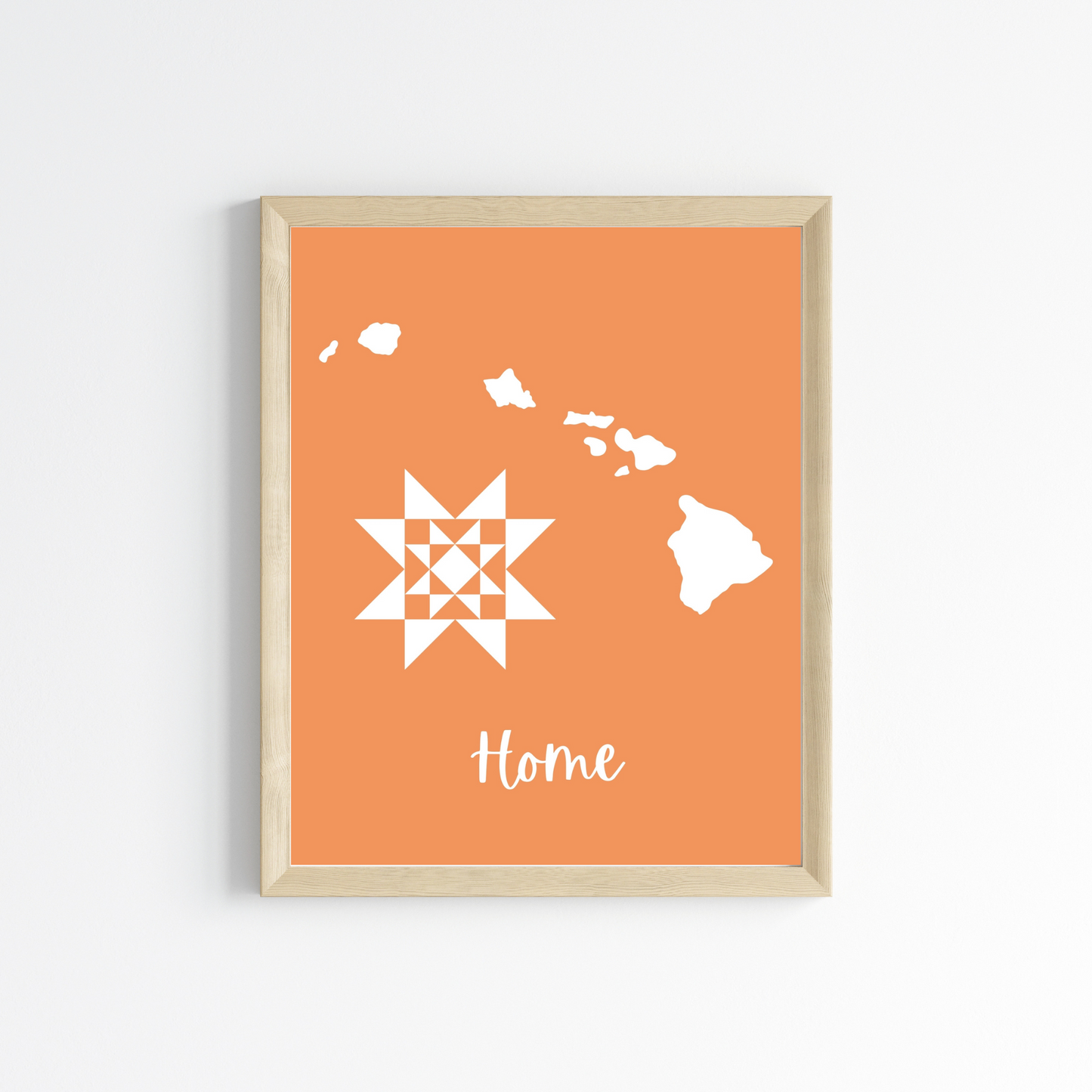 Hawaii Home Quilt Star 8x10 Wall Art Print - Choose Your Color