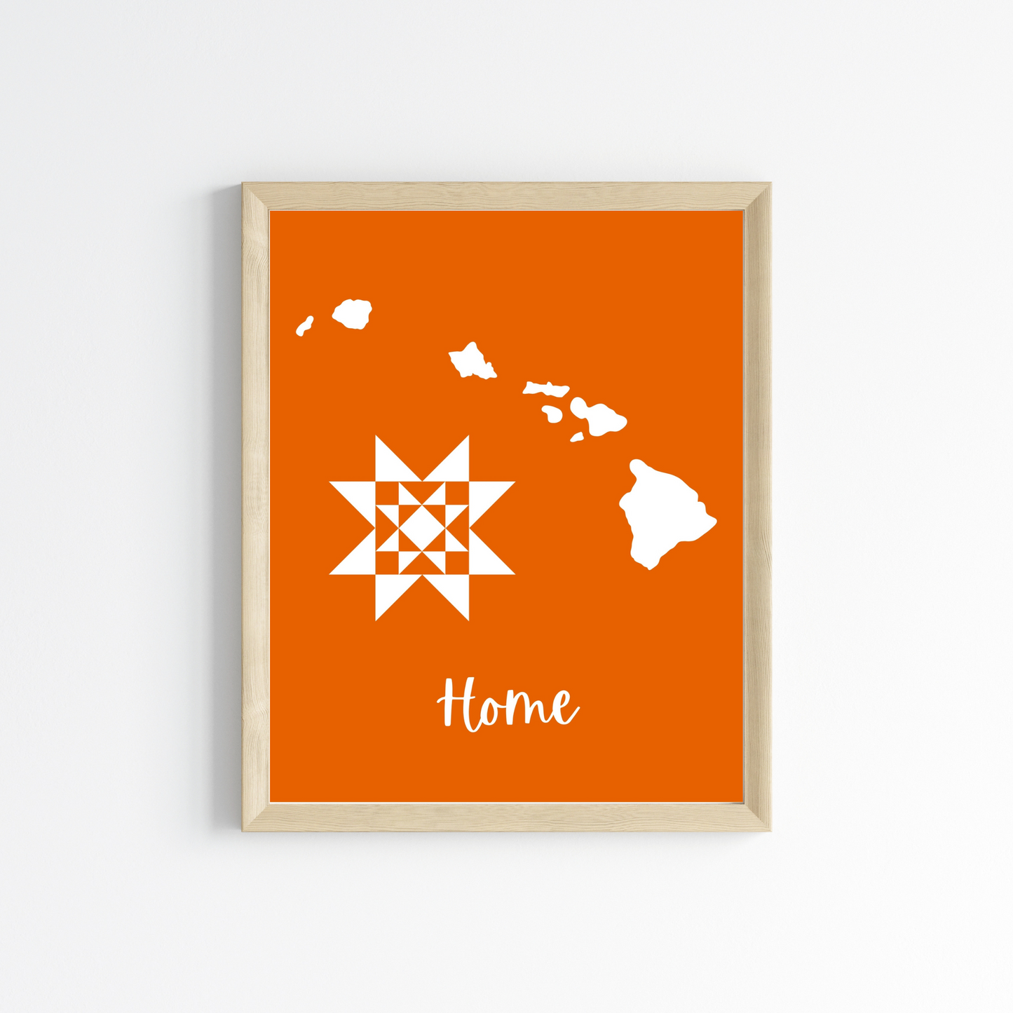 Hawaii Home Quilt Star 8x10 Wall Art Print - Choose Your Color
