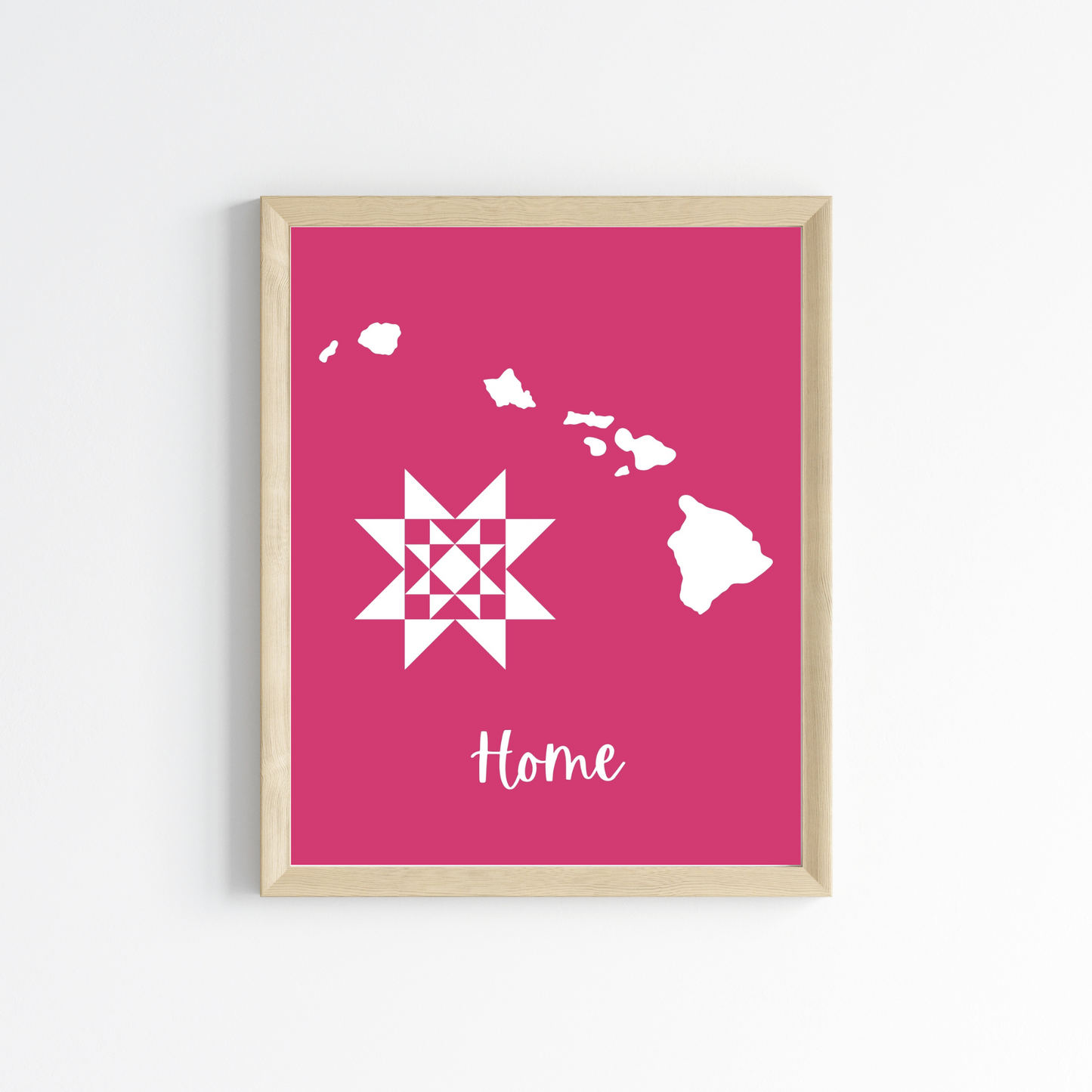 Hawaii Home Quilt Star 8x10 Wall Art Print - Choose Your Color