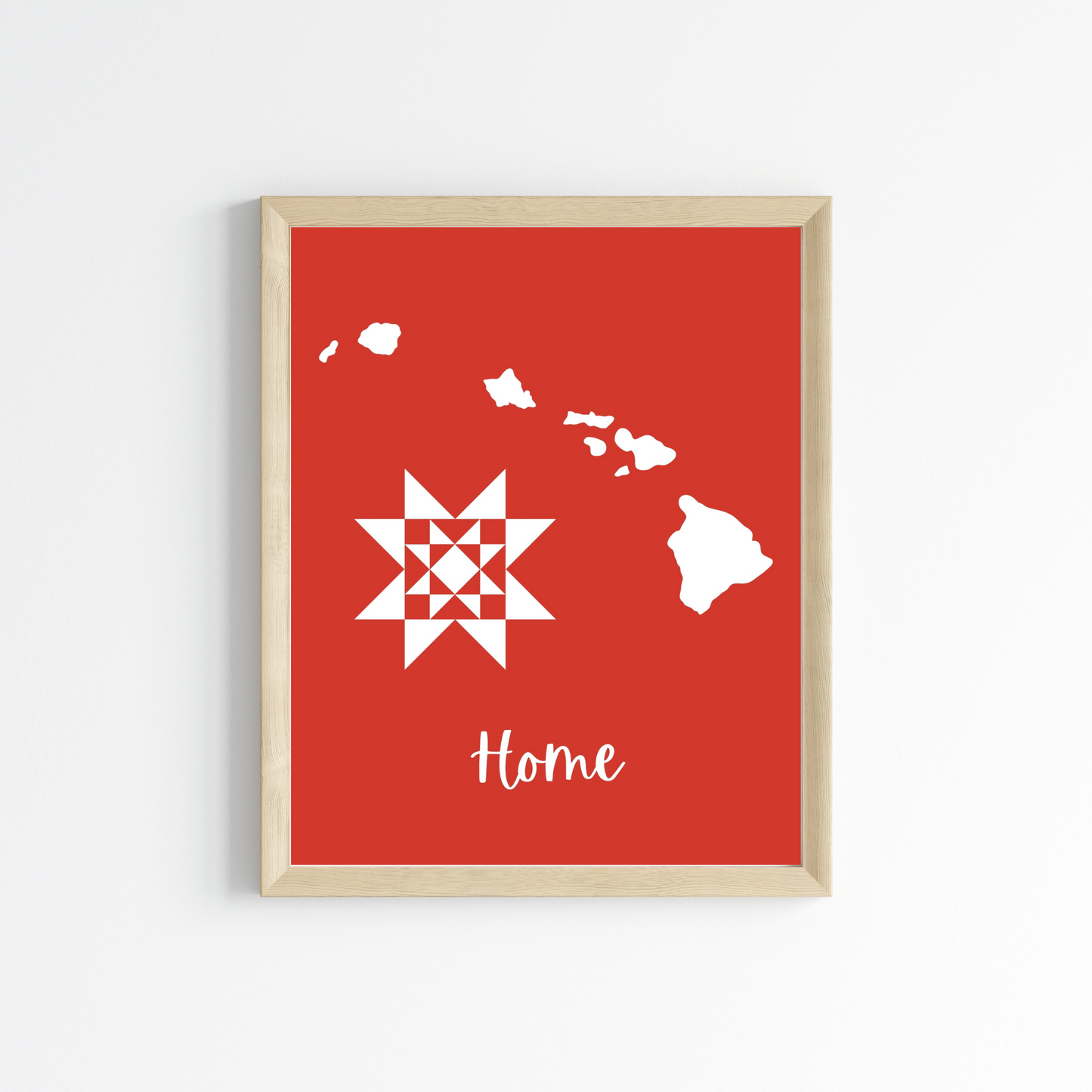 Hawaii Home Quilt Star 8x10 Wall Art Print - Choose Your Color