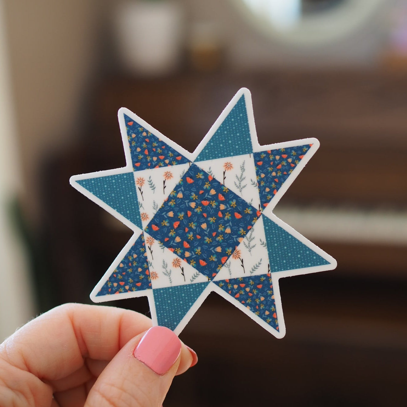 Truly Turquoise Quilt Star Sticker
