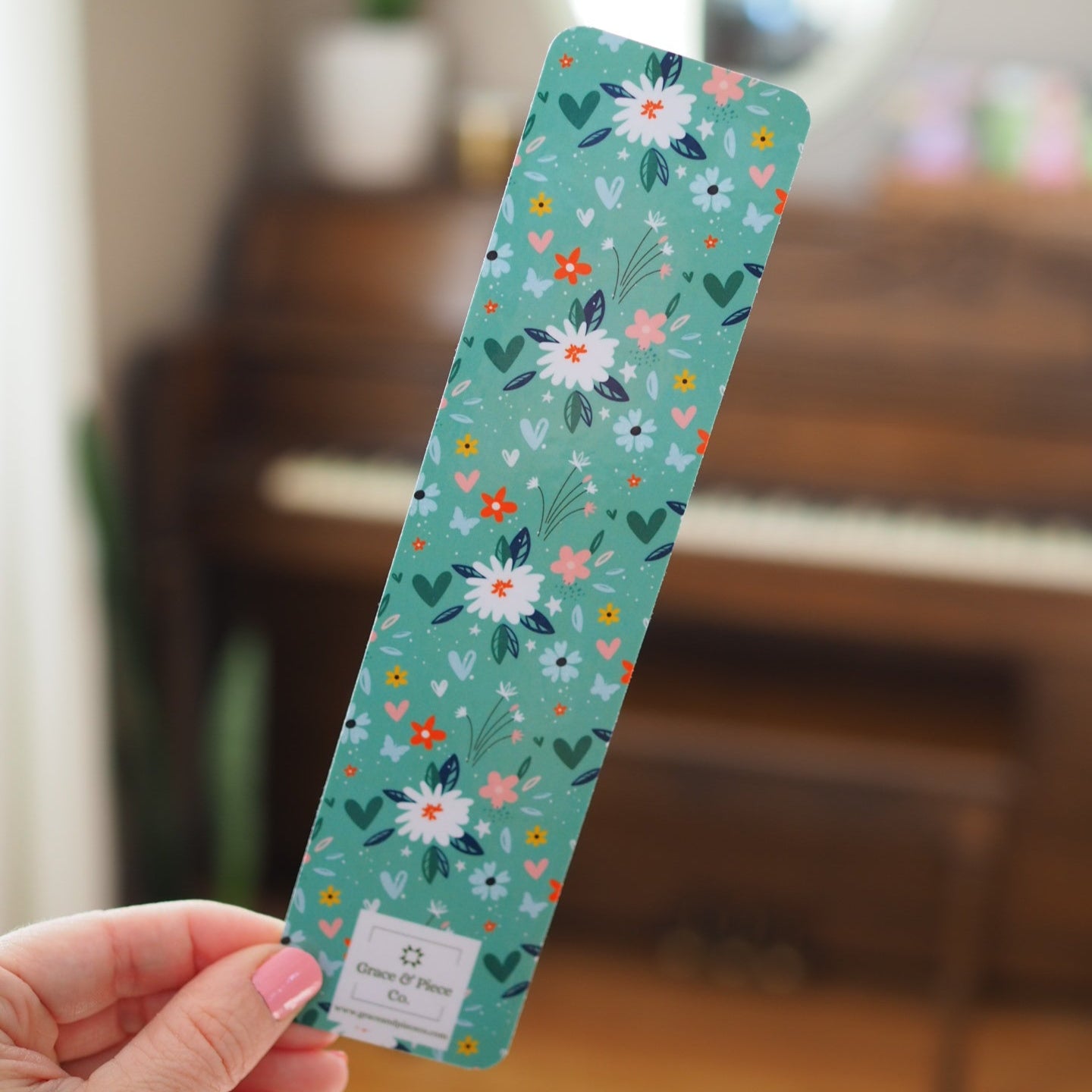 Daisy Stars Quilt Laminated Bookmark