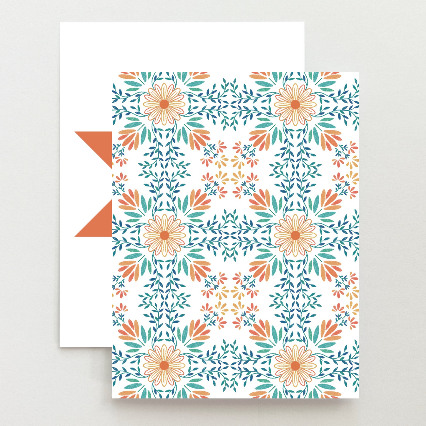 Orange Floral 1 Quilt Star Card Set