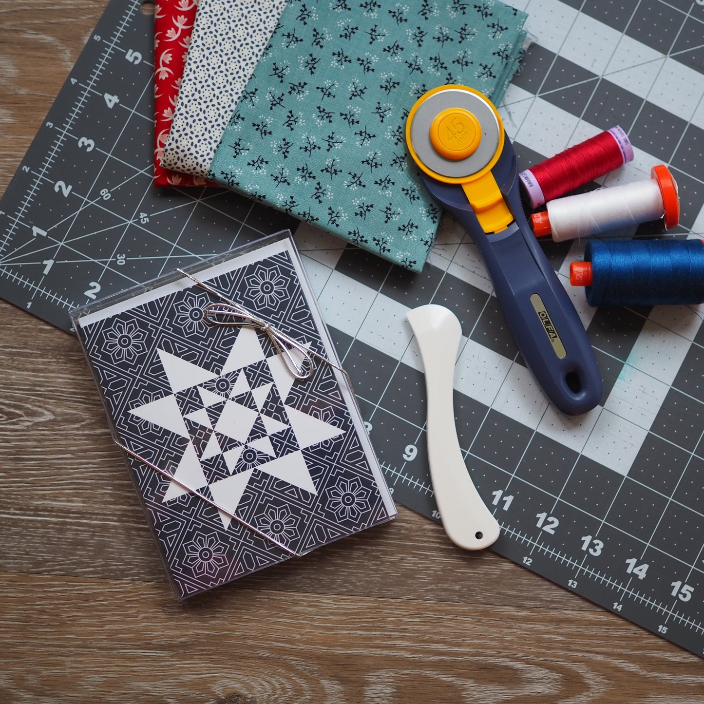 Dark Blue Vintage Quilt Star Card Set