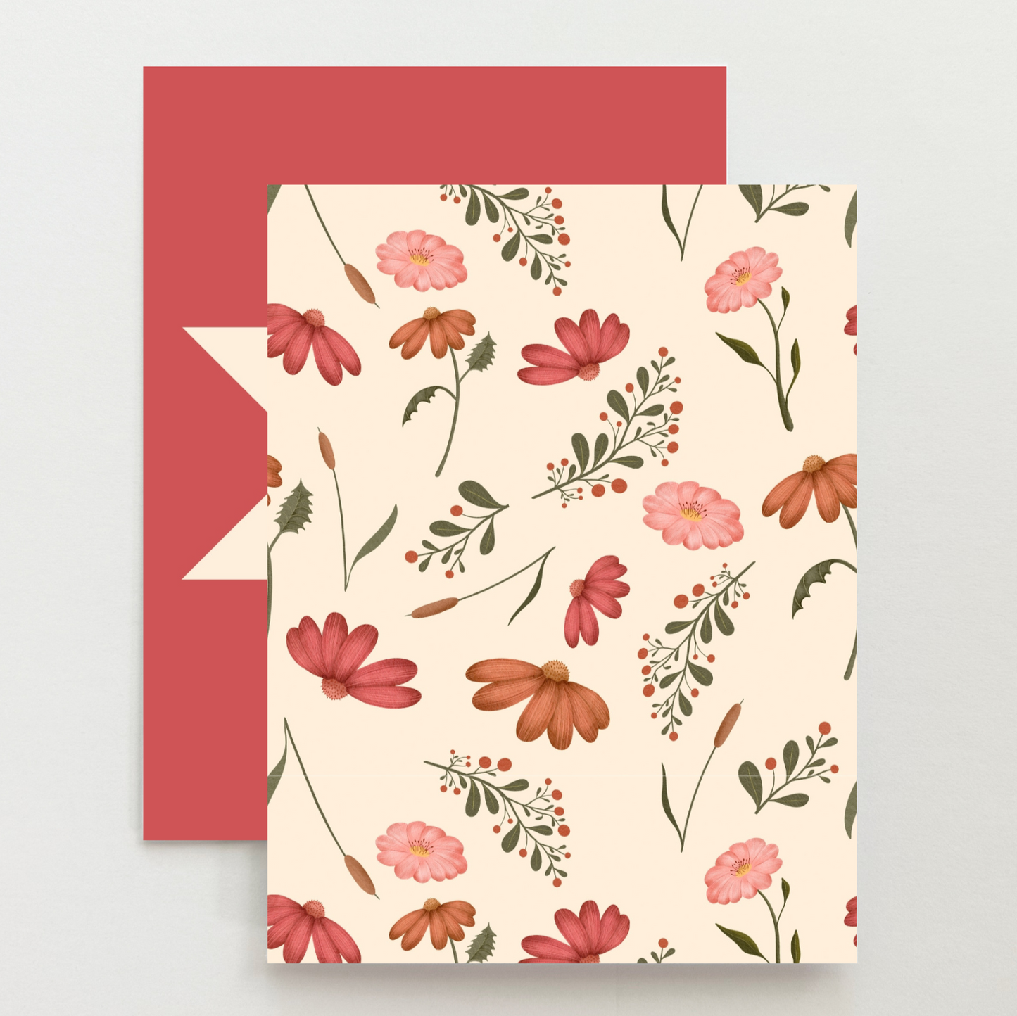 Pink Floral 2 Quilt Star Card Set